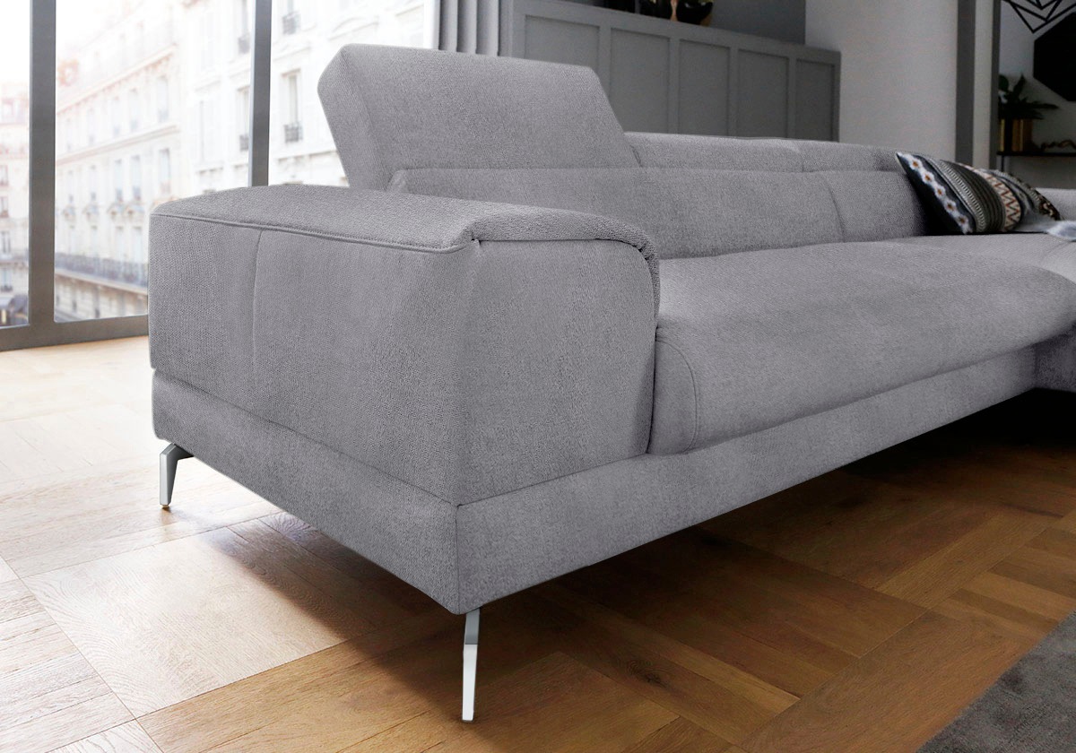 W.SCHILLIG Ecksofa »piedroo, Designsofa mit tollem Sitzkomfort, bequem und elegant, L-Form«, Kopfteilverstellung, wahlweise mit Sitztiefenverstellung, Breite 303cm