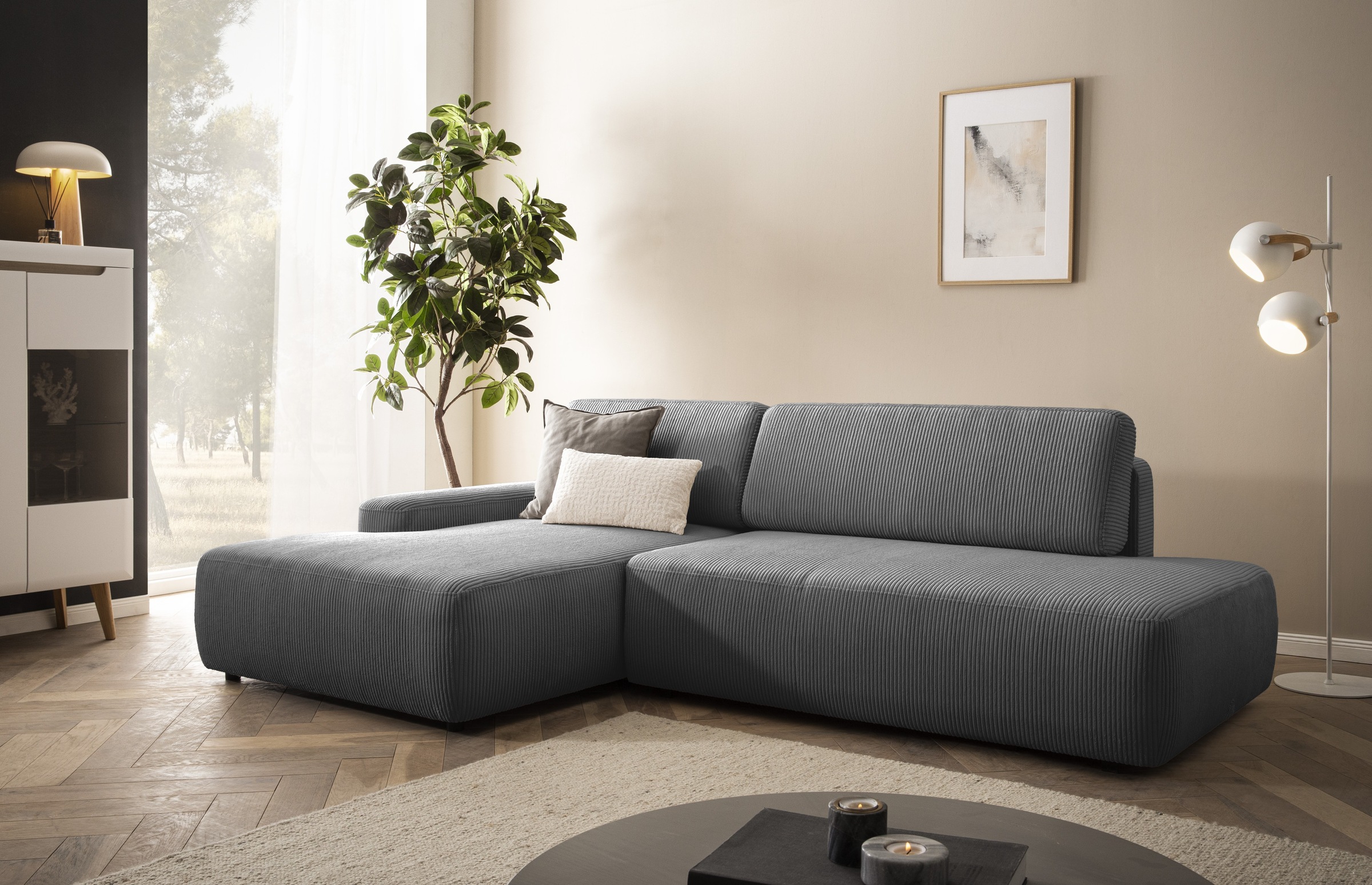 Home affaire Ecksofa »TORGE, Schlafsofa Cord, Samtvelours u. Strukur fein, günstig online kaufen