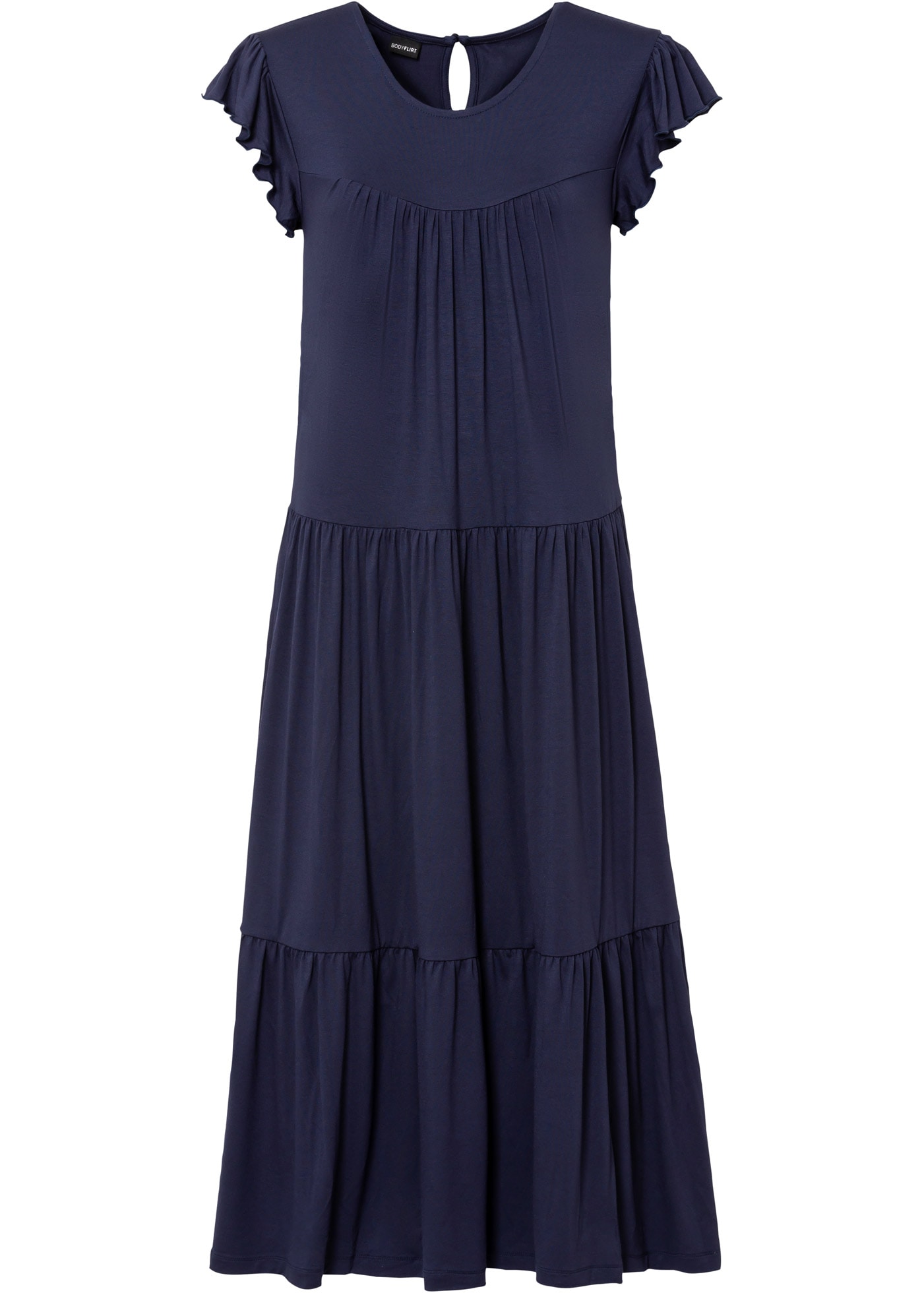 bonprix Midikleid für den Alltag, aus Viskose, A-Linie, mit Knopfverschluss im Nacken