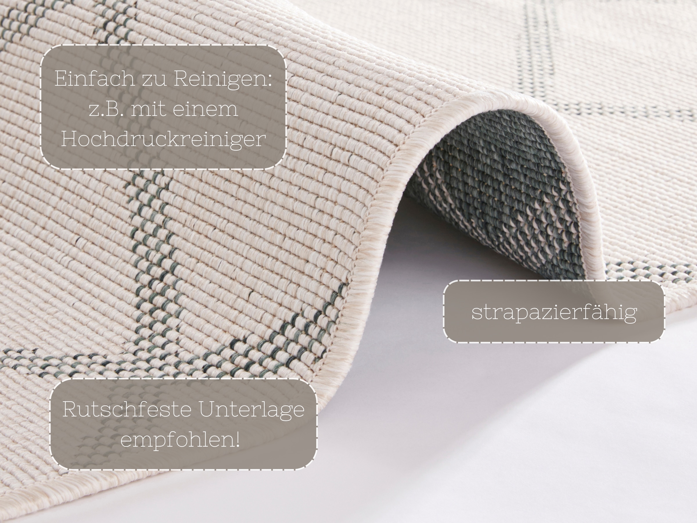NORTHRUGS Teppich »Corsica Wendeteppich«, rechteckig, 5 mm Höhe, In-& Outdoor, Wetterfest, Balkon, Läufer, Wohnzimmer, Wasserfest