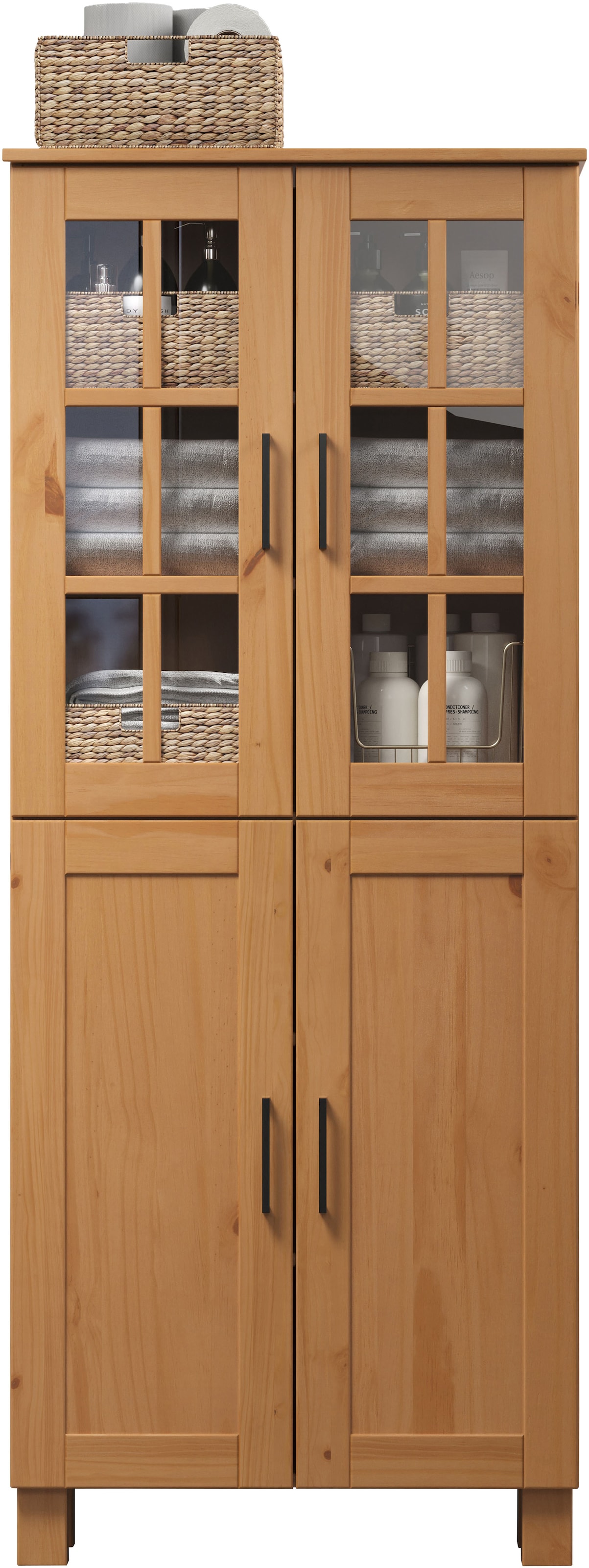 welltime Hochschrank »Ulea« 1 Stk. tlg. Breiter Badschrank aus Massivholz - Maße (B/T/H) 70/30/170 cm