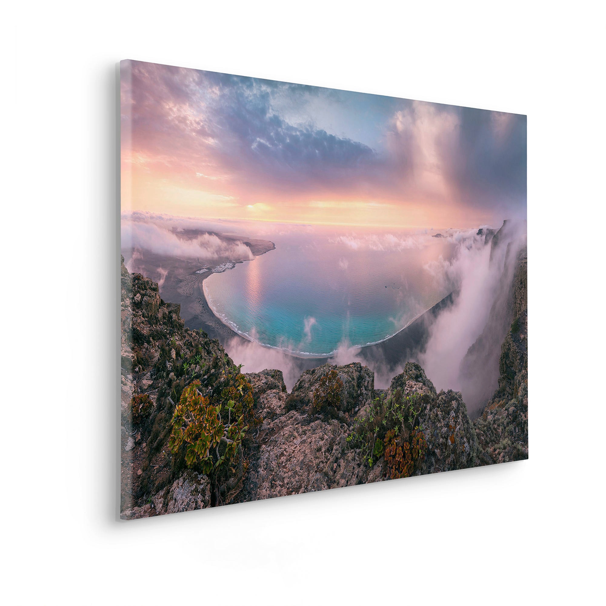 Komar Leinwandbild »Coastal Paradise - Größe 90 x 60 cm«, Baum-Blätter-Natur-Berge-Blumen-Foto-Jahreszeiten-Landschaft-Meer-Strand-Palmen, (Packung, 1 St.), Keilrahmenbild mi Echtholzrahmen