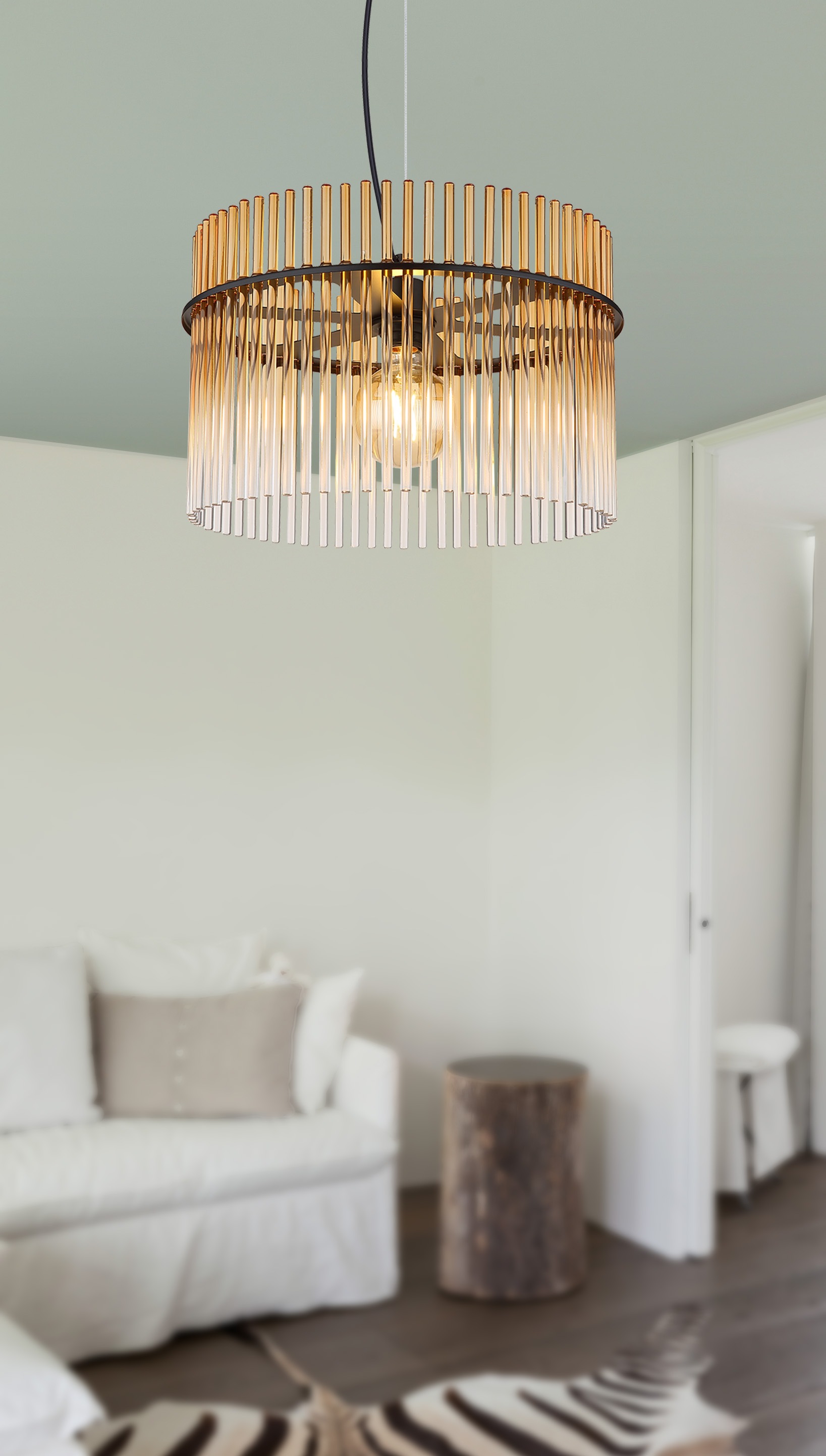 GLOBO LIGHTING Hängeleuchte »GORLEY« E27 1 Stk. Hängelampe schwarz Glasstäb günstig online kaufen