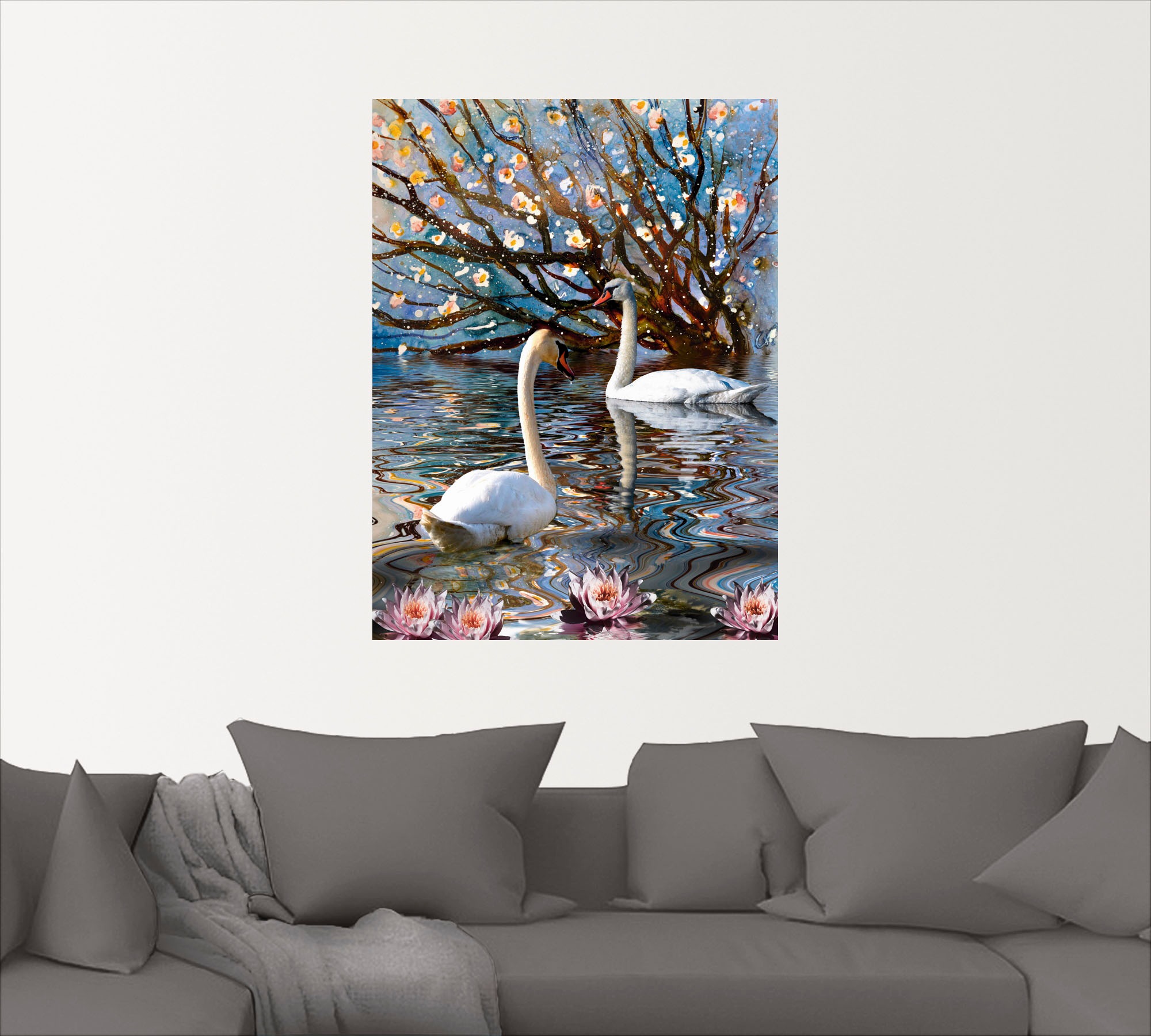Artland Wandfolie »Sommer im Schwanensee«, Vögel, (1 St.), selbstklebend