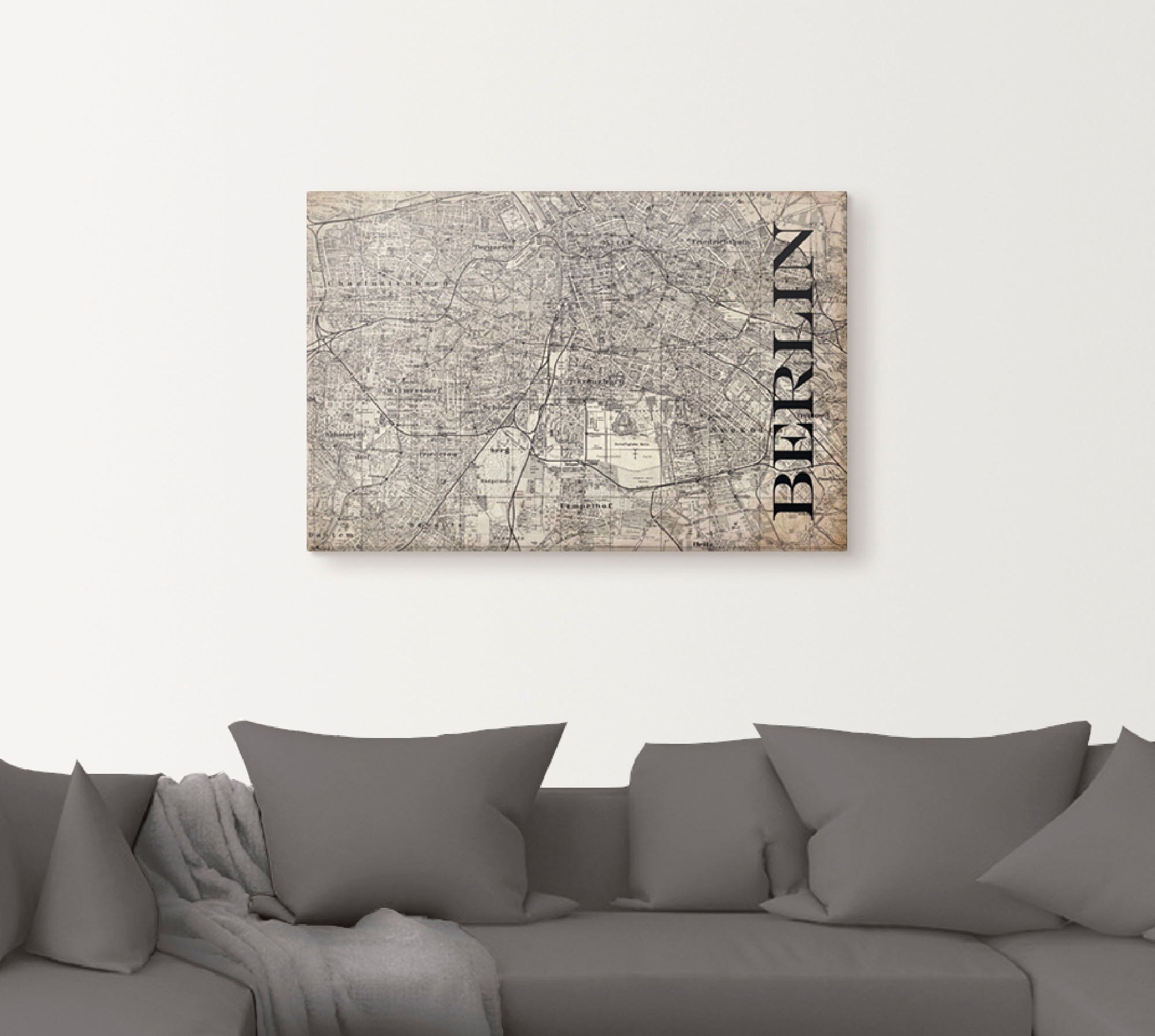 Artland Wandbild »Berlin Karte Straßen Karte Grunge«, Deutschland, (1 St.), günstig online kaufen