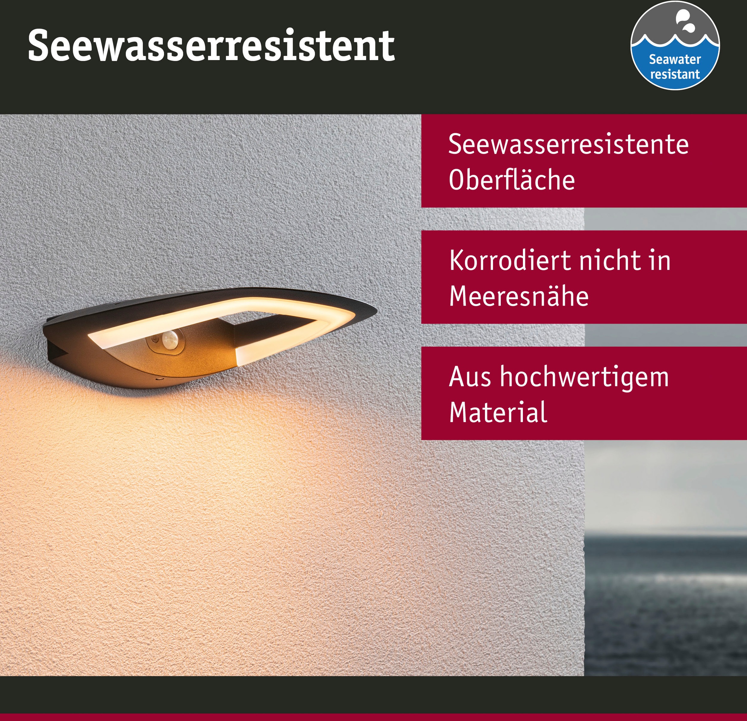 Paulmann LED Außen-Wandleuchte »Outdoor 230V Akena PIR Insect Freindly anthrazit«, 1 flammig, Insektenfreundlich