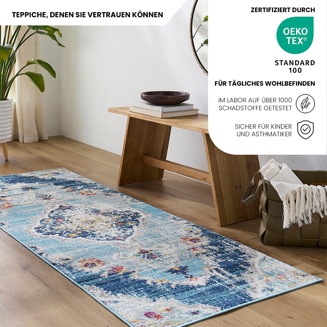 Livabliss Teppich »ADEN«, rechteckig, 10 mm Höhe, Vintage Orientteppich, Kurzflor Boho Wohnzimmerteppich, Läufer