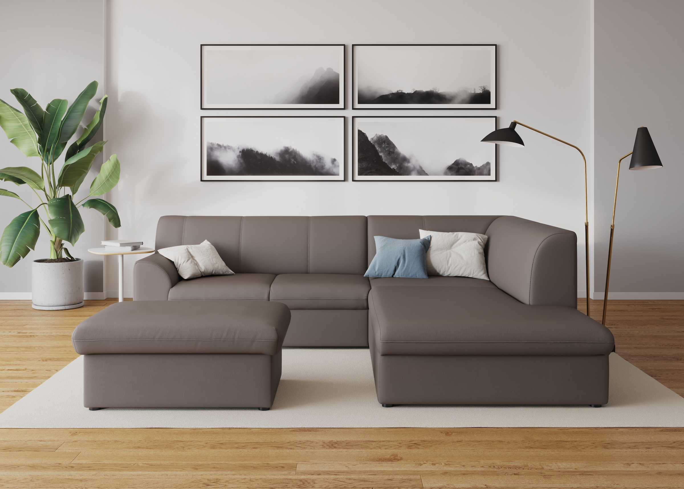 DOMO collection Ecksofa »Topper zeitlos elegant, kompakte Stellmaße, OTTOs Choice, L-Form«, mit Ottomane, wahlweise mit Schlaffunktion