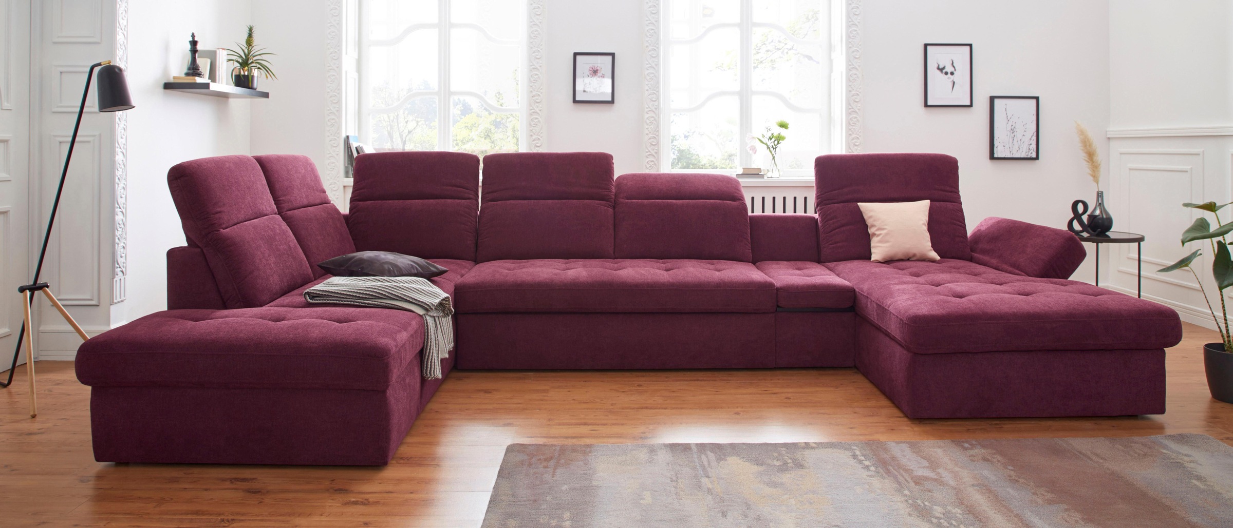 sit&more Wohnlandschaft »Stardust U-Form«, inklusive Kopfteilverstellung, Armlehnenfunktion und Tischelement