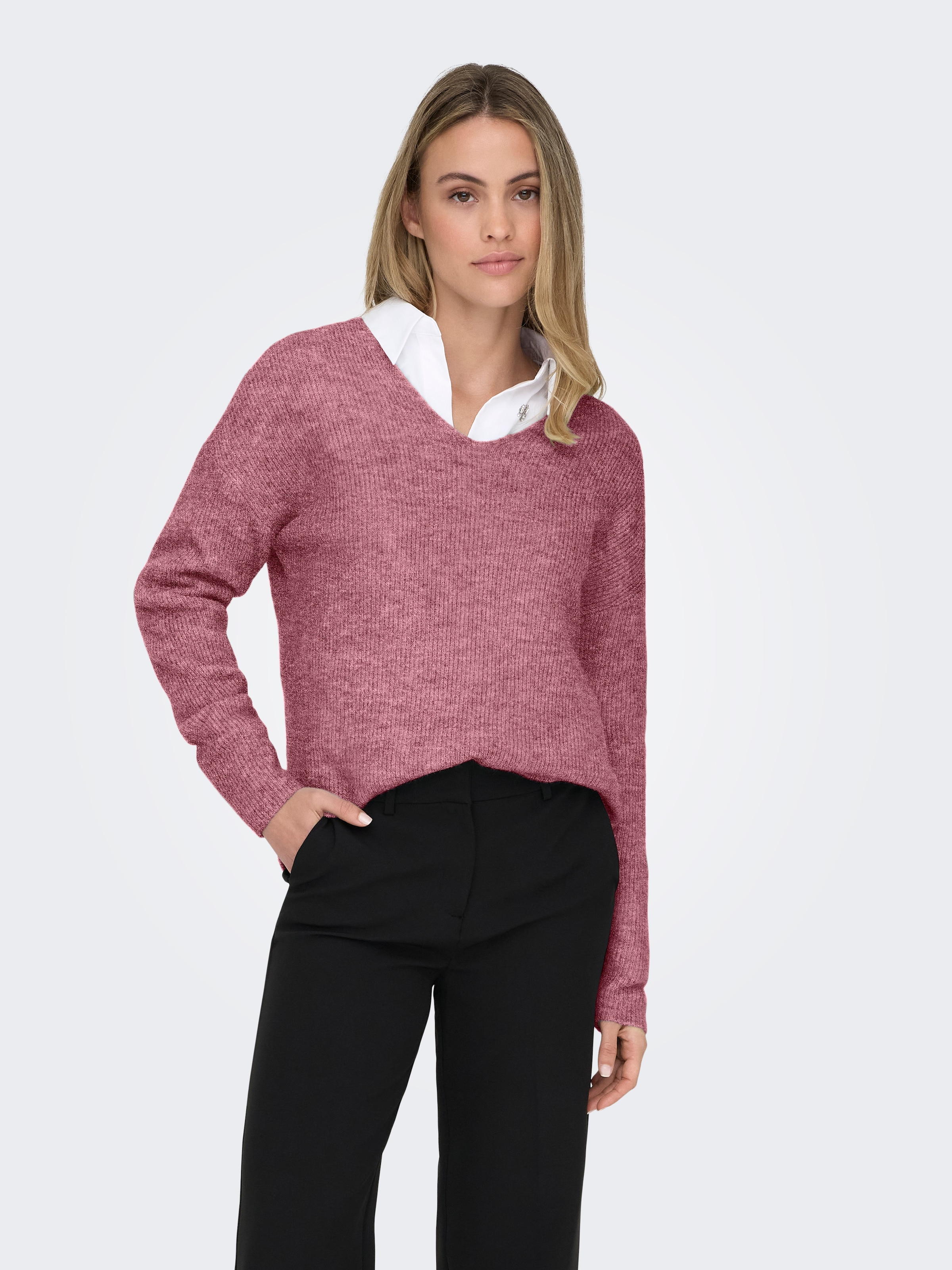 ONLY V-Ausschnitt-Pullover »ONLCAMILLA V-NECK L/S PULLOVER KNT NOOS« Materialmix, regular fit