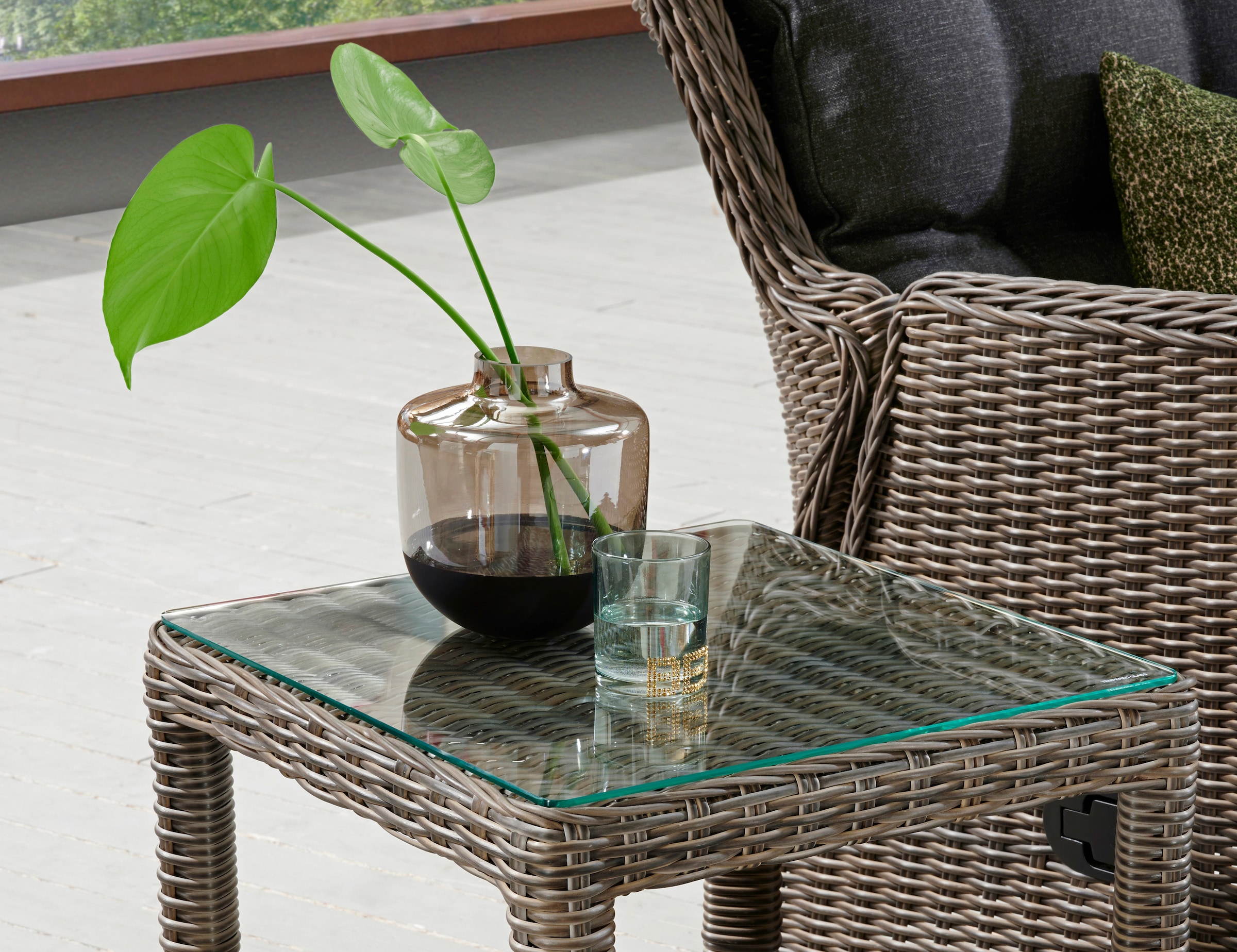 Destiny Beistelltisch »MERANO«, 46x46x50cm, Aluminium, Polyrattan