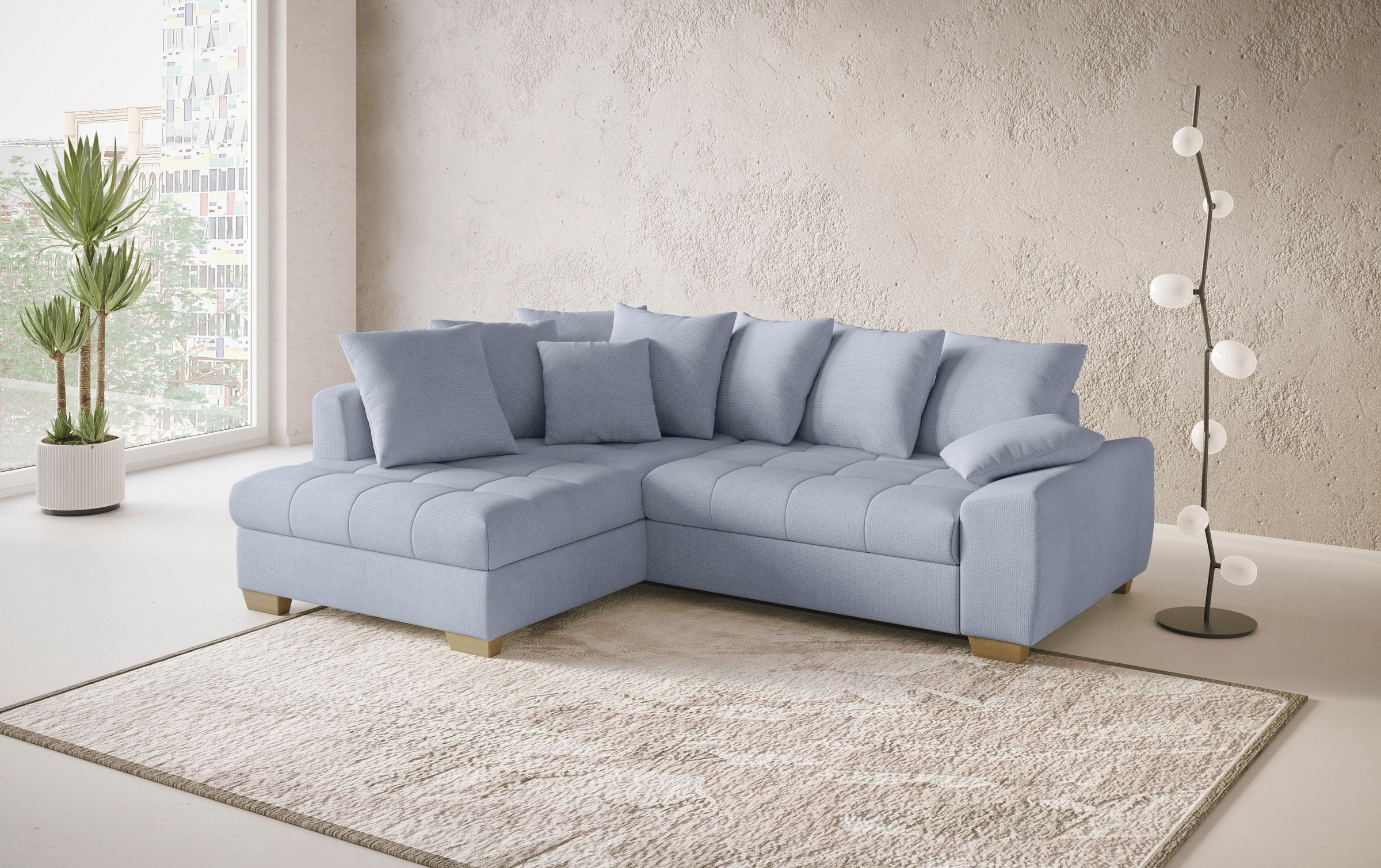 Mr. Couch Ecksofa »Nikita II, L-Form, bis 140kg pro Sitzplatz belastbar«, mit Kaltschaumpolsterung, wahlweise mit Bett und Bettkasten