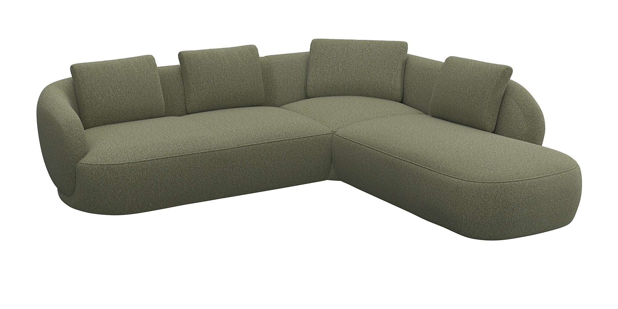 FLEXLUX Ecksofa »Torino, rund, L-Form, Sofa-Ecke mit Ottomane«, Modernes, o günstig online kaufen