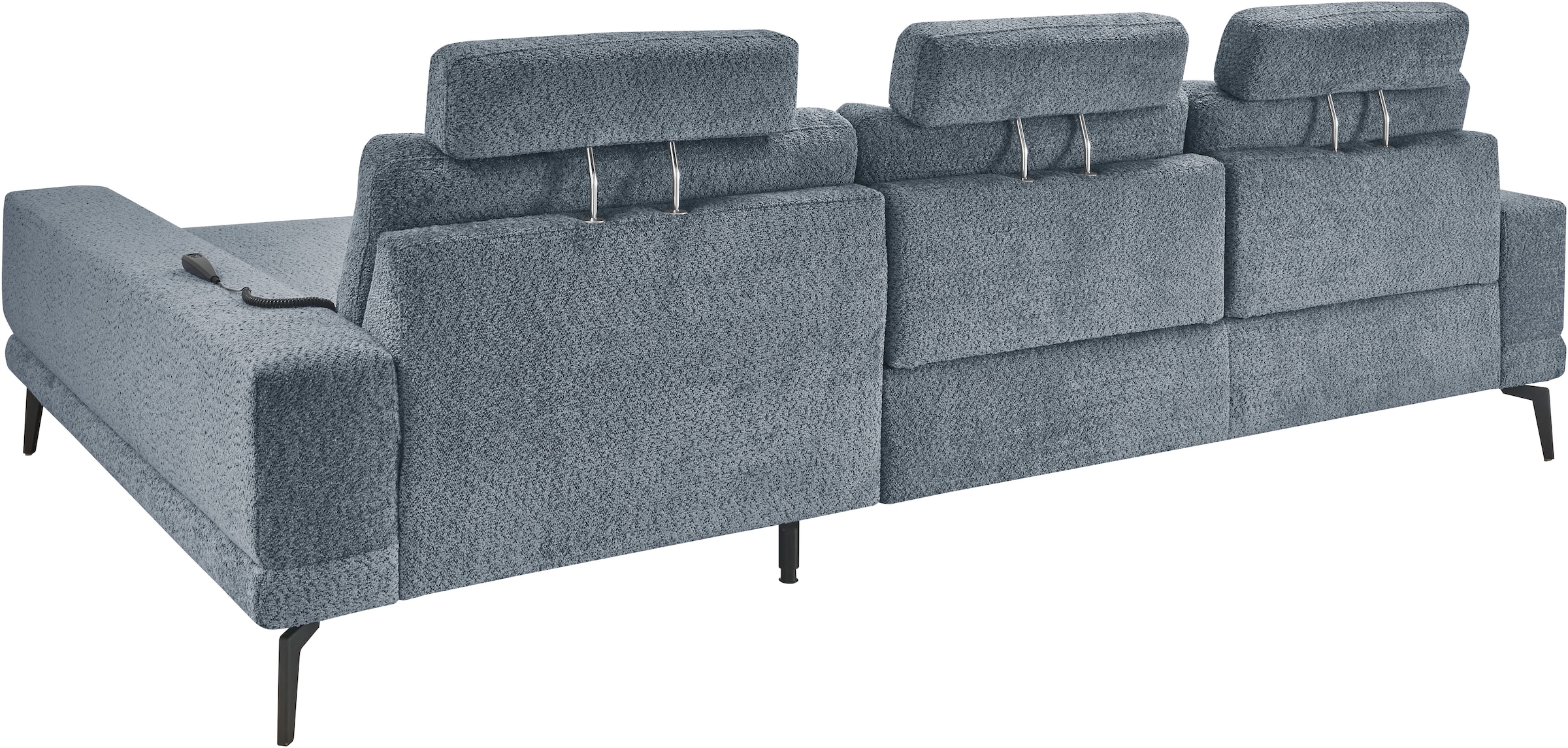 set one by Musterring Ecksofa »SO 3600, inkl motor. Sitztiefenverstellung, Kopfstützen, Nierenkissen«, Sitzhöhe 44 cm, Kaltschaum, Breite 293 x Tiefe 180 cm, Kama blue