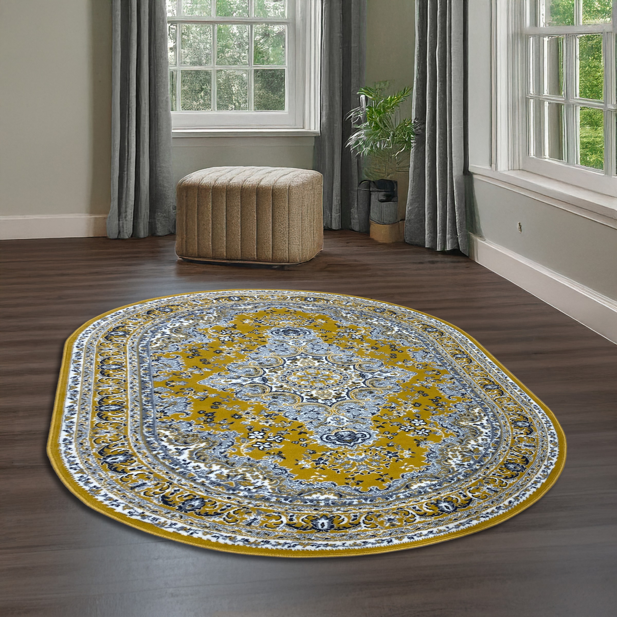 my home Teppich »Oriental, Made in Belgium« oval 7 mm Höhe Orient-Optik, mit Bordüre, Kurzflor, pflegeleicht, elegant