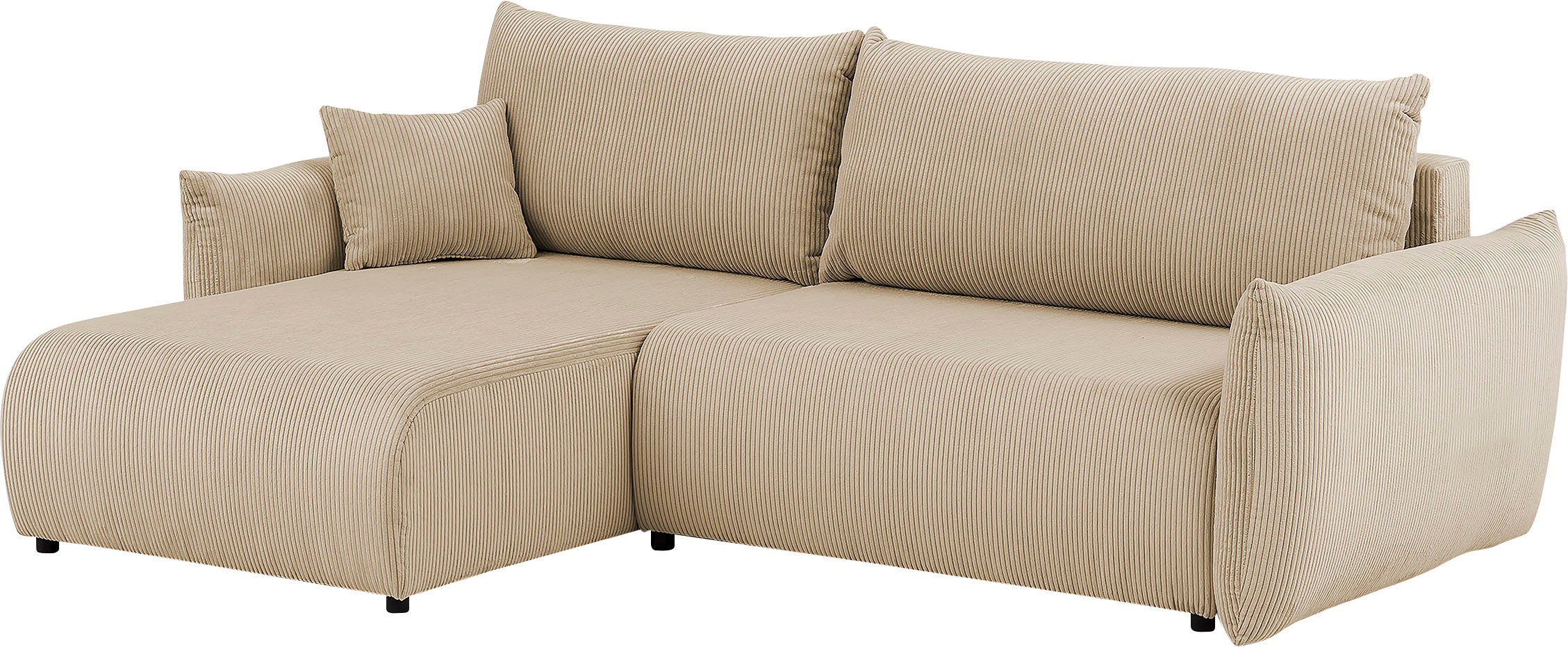 INOSIGN Ecksofa »MAVAS Schlafsofa mit Bettkasten, L-Form,«, ca.257/127cm (Liegefläche 212/145 cm), Cord, Chenille, Struktur