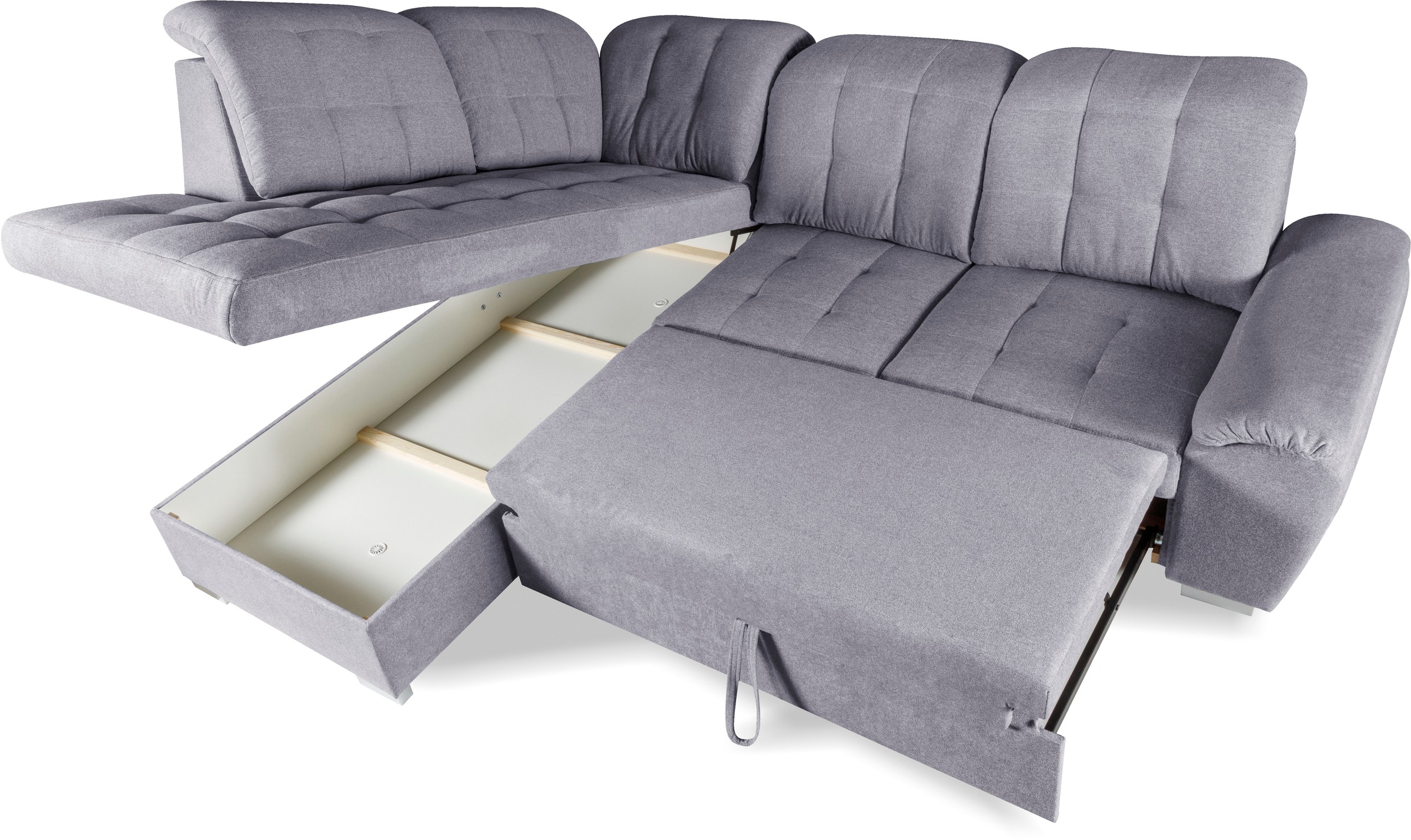 WERK2 Ecksofa »Brindisi, Multifunktion, bequem & komfortabel, Breite 263cm, L-Form«, mit verstellbaren Kopfteilen, Bettfunktion & Bettkasten