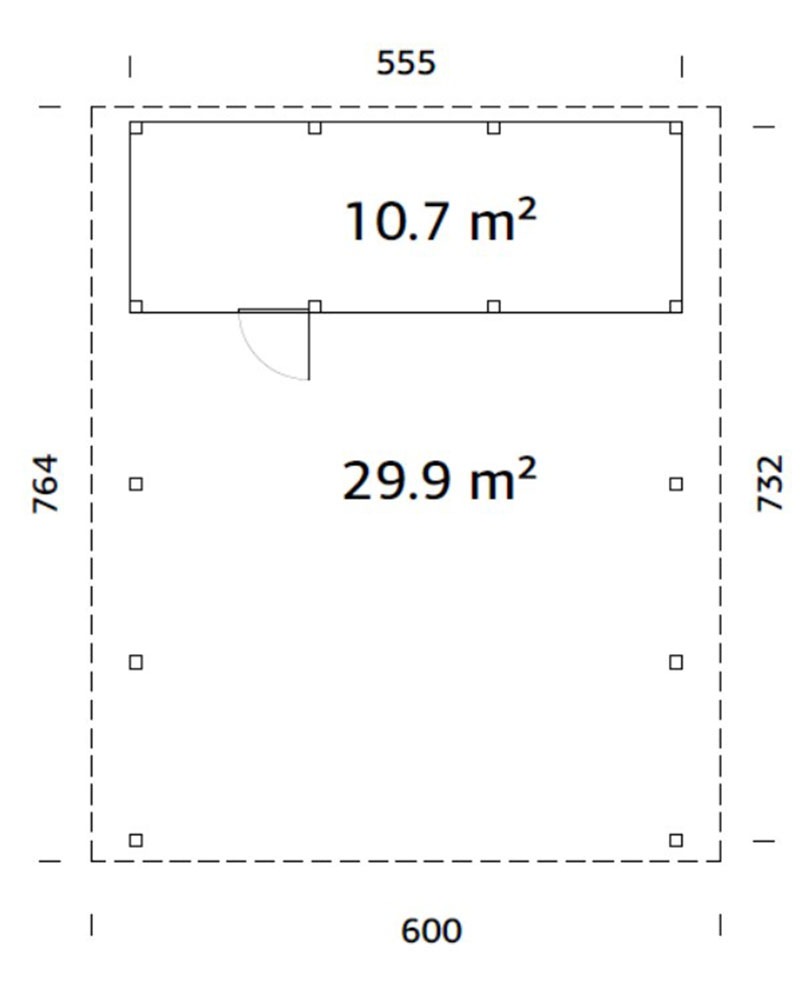 Palmako Doppelcarport »Karl mit Geräteraum« Massivholz 531 cm natur