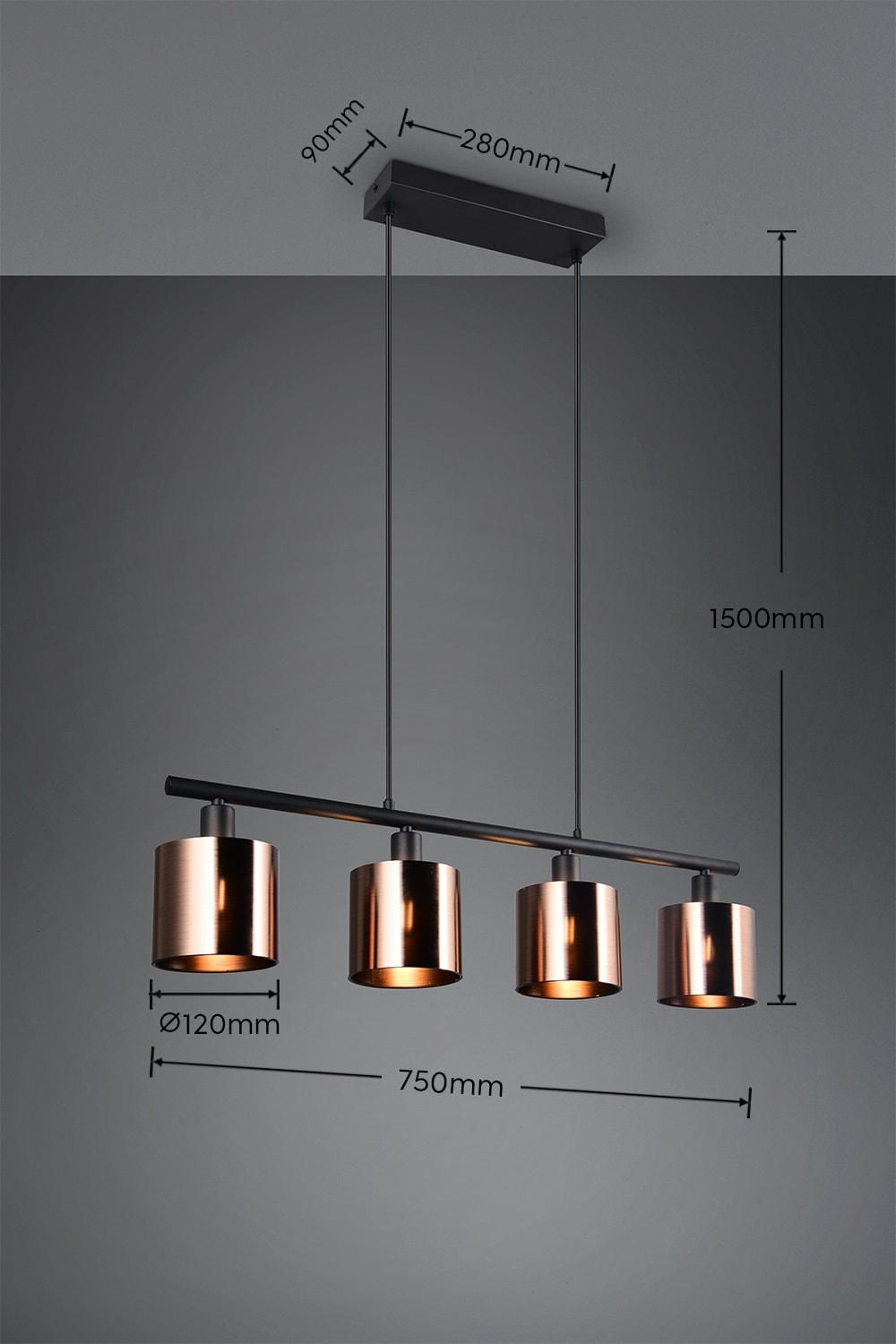 REALITY Leuchten Pendelleuchte »Jason, ohne Leuchtmittel Hängelampe Esstisch 4-flammig, 4xE14 max 10W«, 4 flammig, Leuchtmittel E14 | Leuchtmittel wechselbar, höhenverstellbar max 150cm, mit semi-transparenten Kunststoff-Schirmen