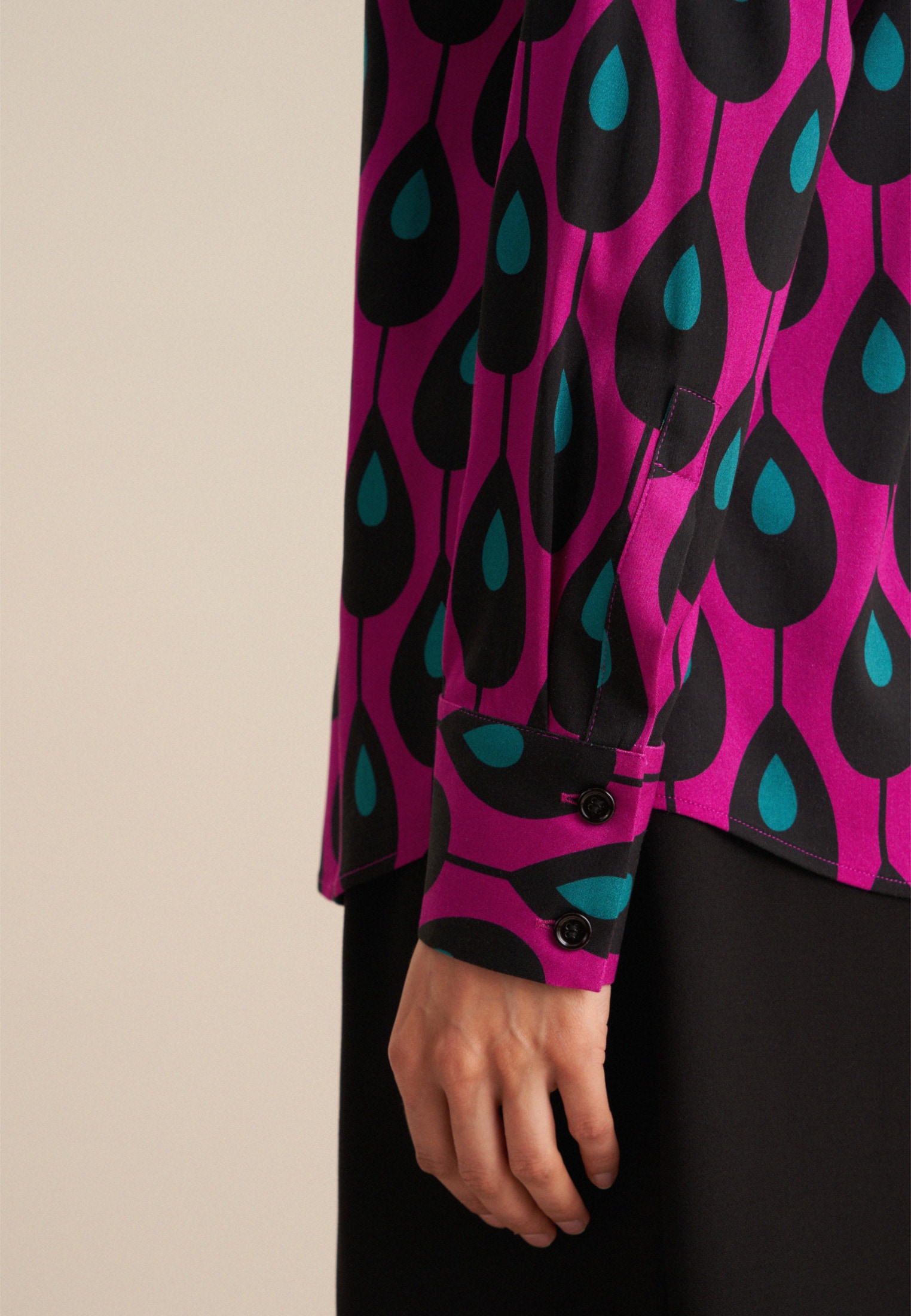 seidensticker Hemdbluse »Schwarze Rose«, Langarm Kragen Druck