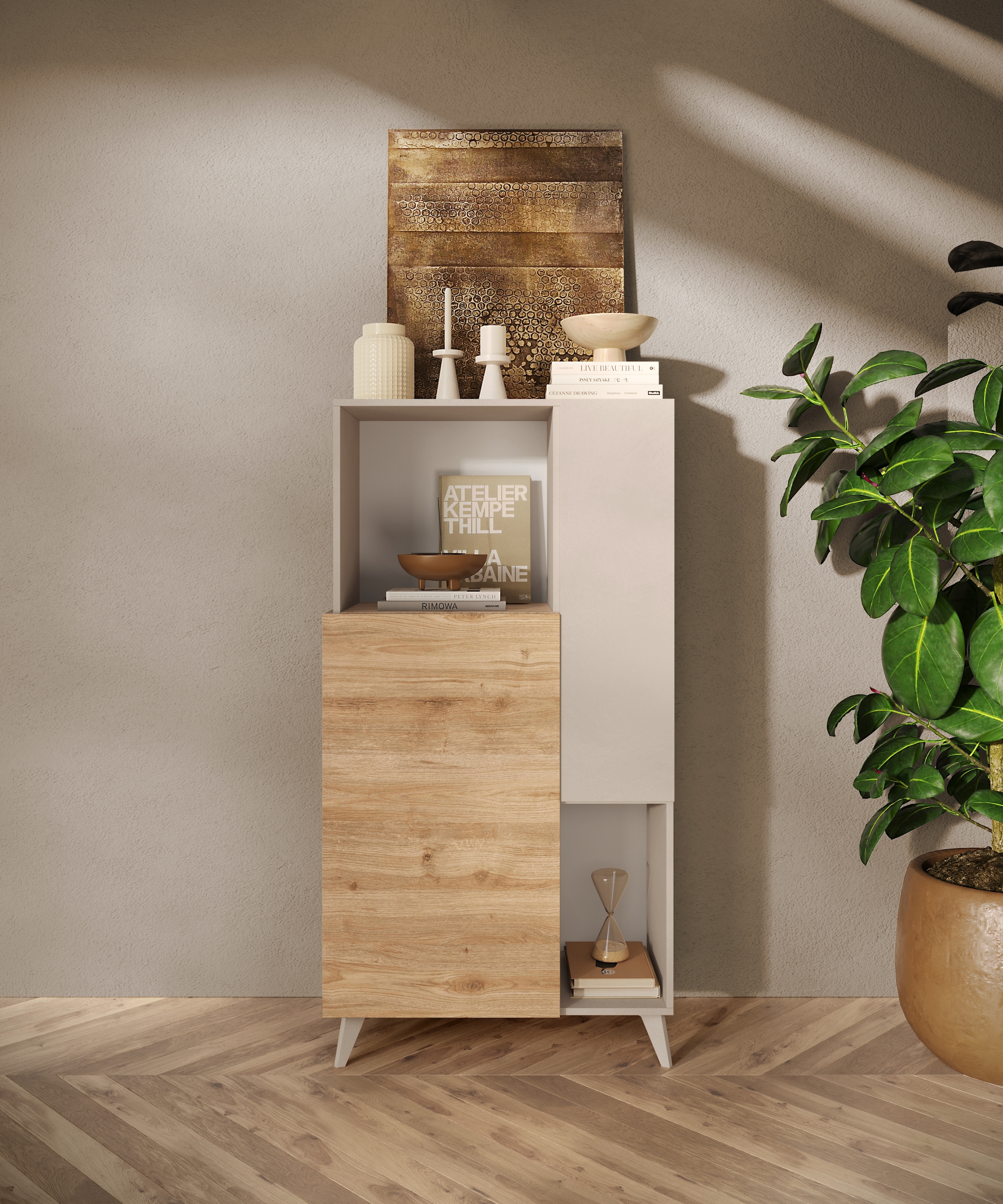 INOSIGN Highboard »Monaco Höhe 154 cm, Kommode mit 2 Türen«, Soft/Self Closing