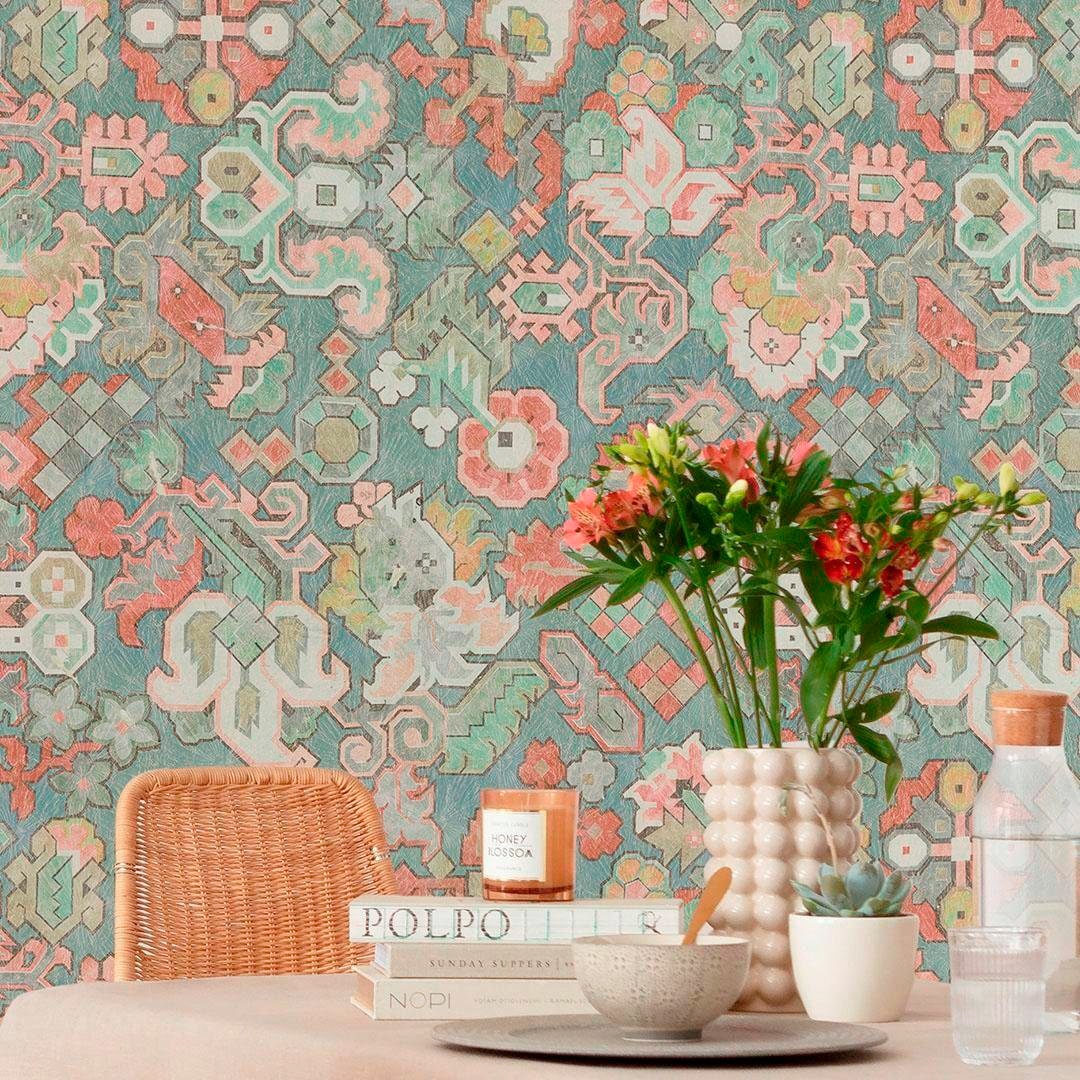 Komar Vliestapete »Digitaldruck Vlies - Fleurs d'Océan - Größe 400 x 280 cm«, bedruckt, Wohnzimmer, Schlafzimmer
