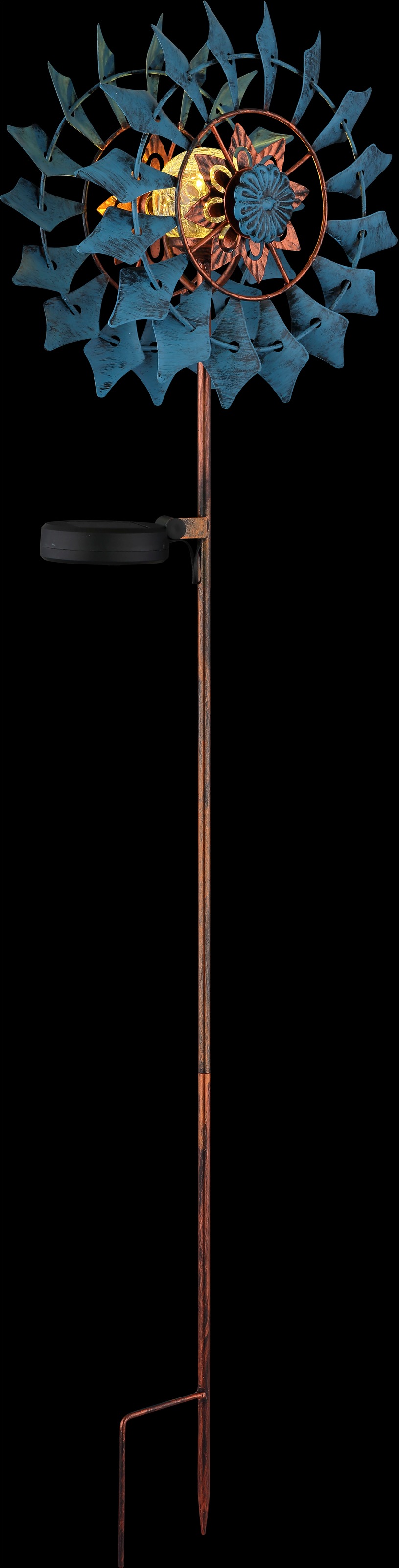 GLOBO LIGHTING LED Solarleuchte »SOLARLEUCHTE METALL GOLDFARBEN PATINIERT, 1XLED« LED-Modul 1 Stk. Warmweiß Solar Garten Terrasse Außenbeleuchtung Dekoleuchten