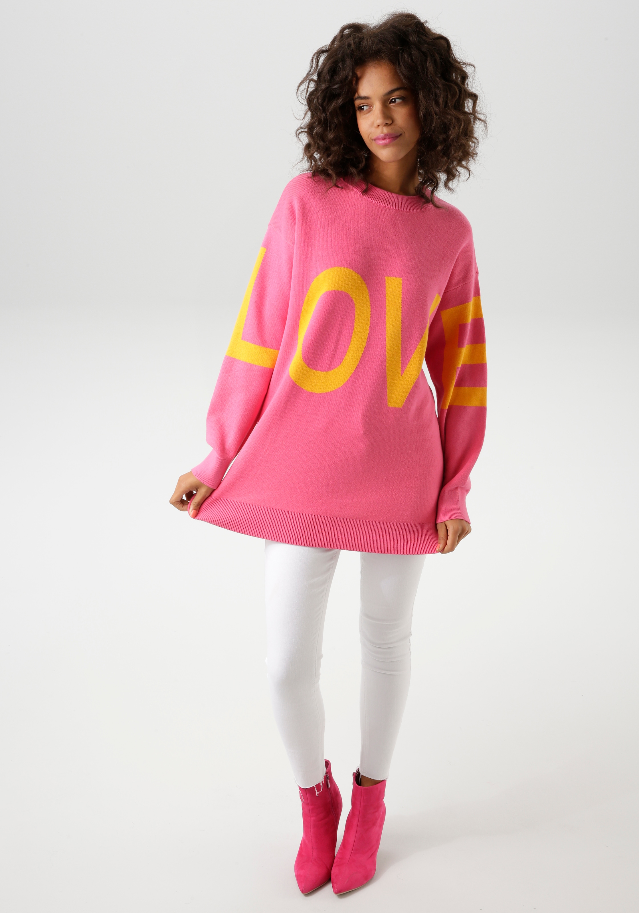 Aniston CASUAL Strickpullover, mit eingestricktem LOVE-Schriftzug