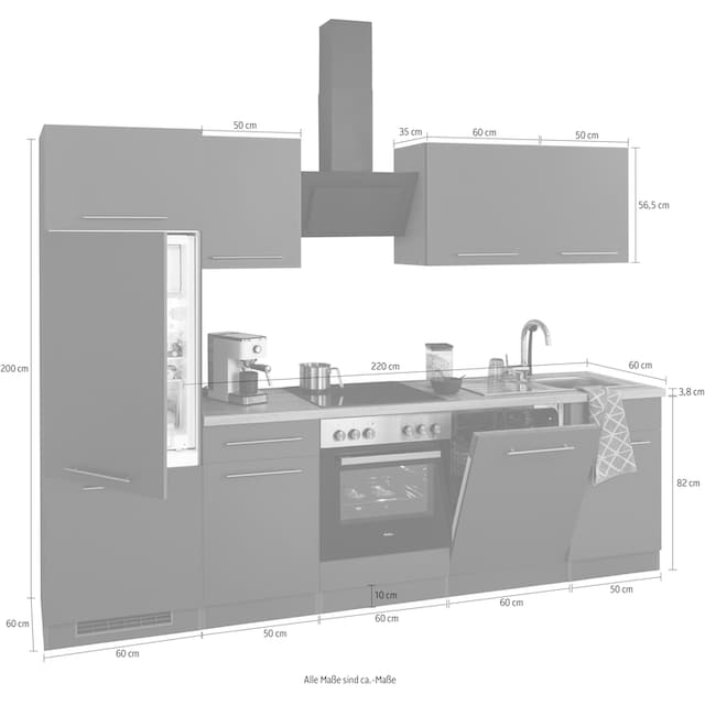 wiho Küchen Küchenzeile »Unna«, ohne E-Geräte, Breite 280 cm auf Rechnung  kaufen