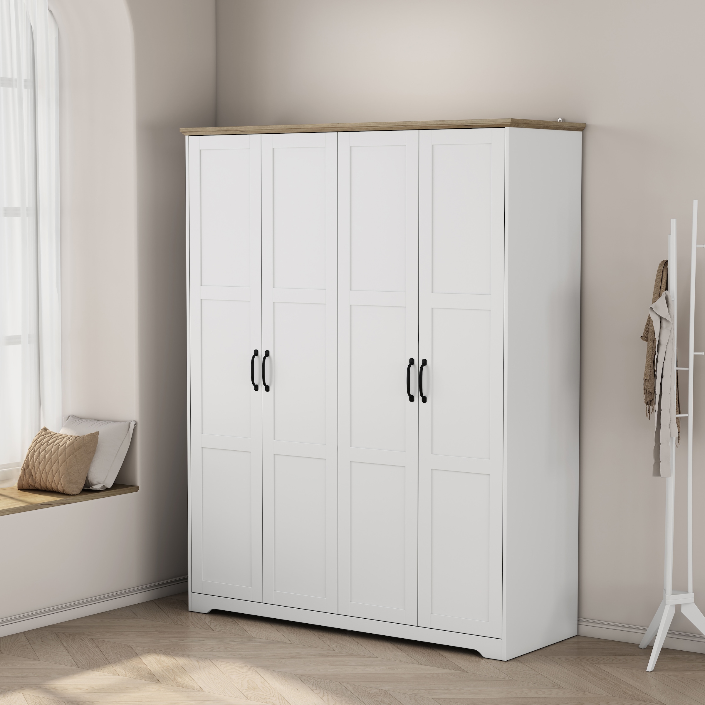 OTTO home Kleiderschrank »Emmilia Schrank Schlafzimmerschrank im Landhaus Design« Mit vielen Einlegeböden und Softclose Türen,  Landhaus Schrank mit  4 Türen Breite 151,1cm Höhe 2m