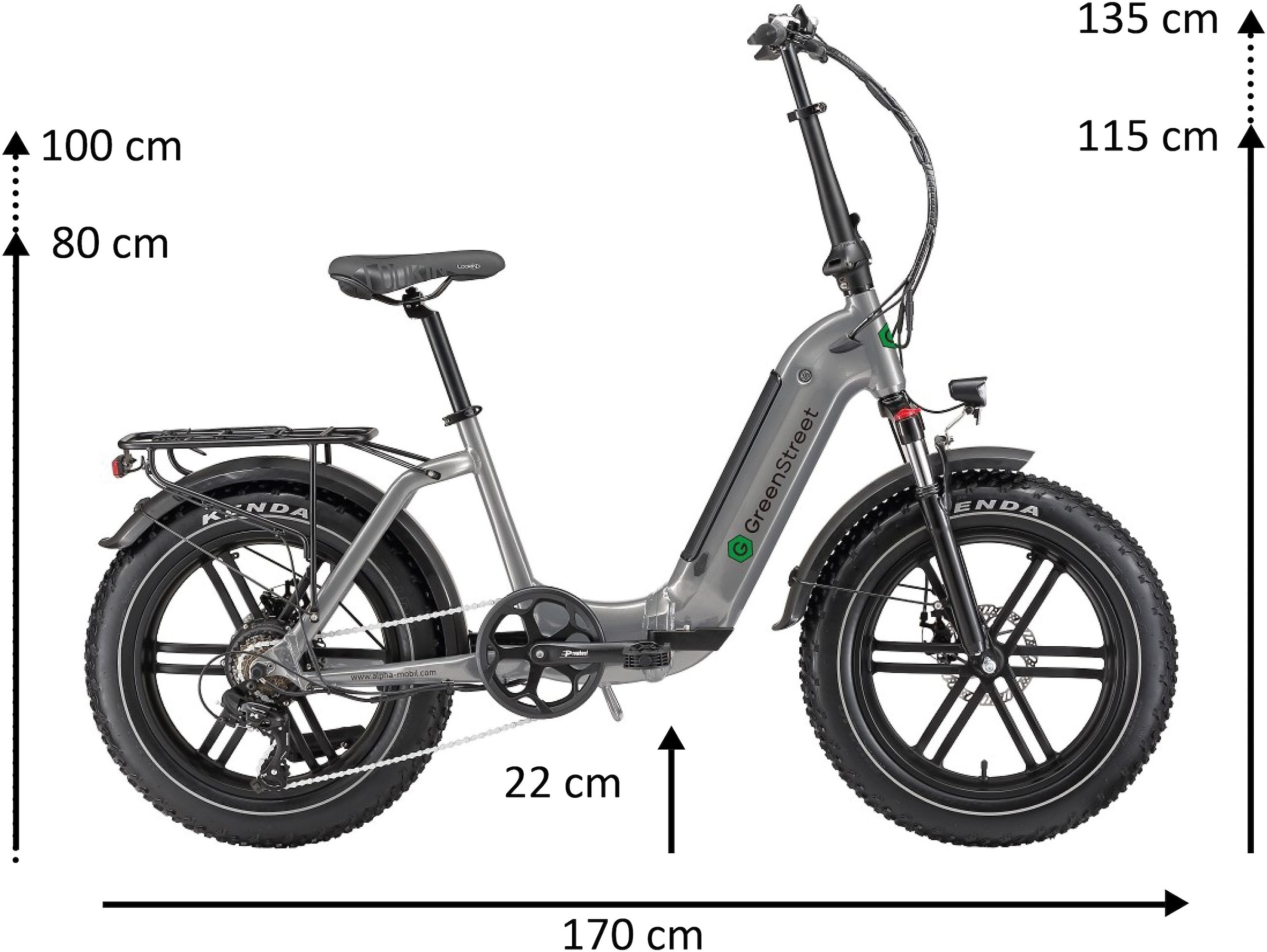 GreenStreet E-Bike »Tiefeinsteiger Klapprad GS5«, 7 Gang, Shimano, Heckmotor 250 W, (Set, 2 tlg., mit Akku-Ladegeräte, Fat Tires), Pedelec, Elektrofahrrad für Damen u. Herren
