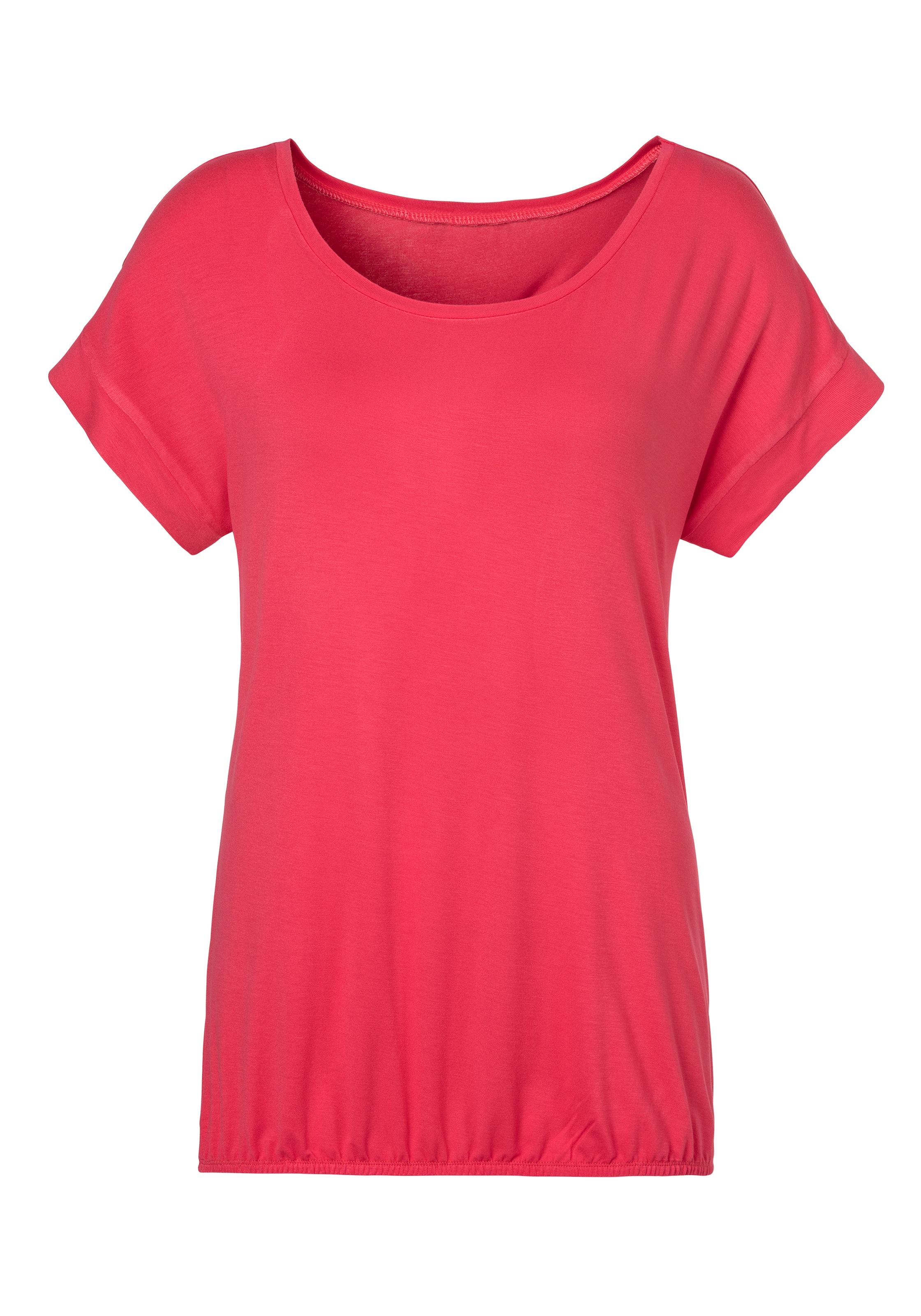 Vivance Kurzarmshirt »mit Gummizug im Bund«, (2er-Pack), aus weichem Viskose-Stretch