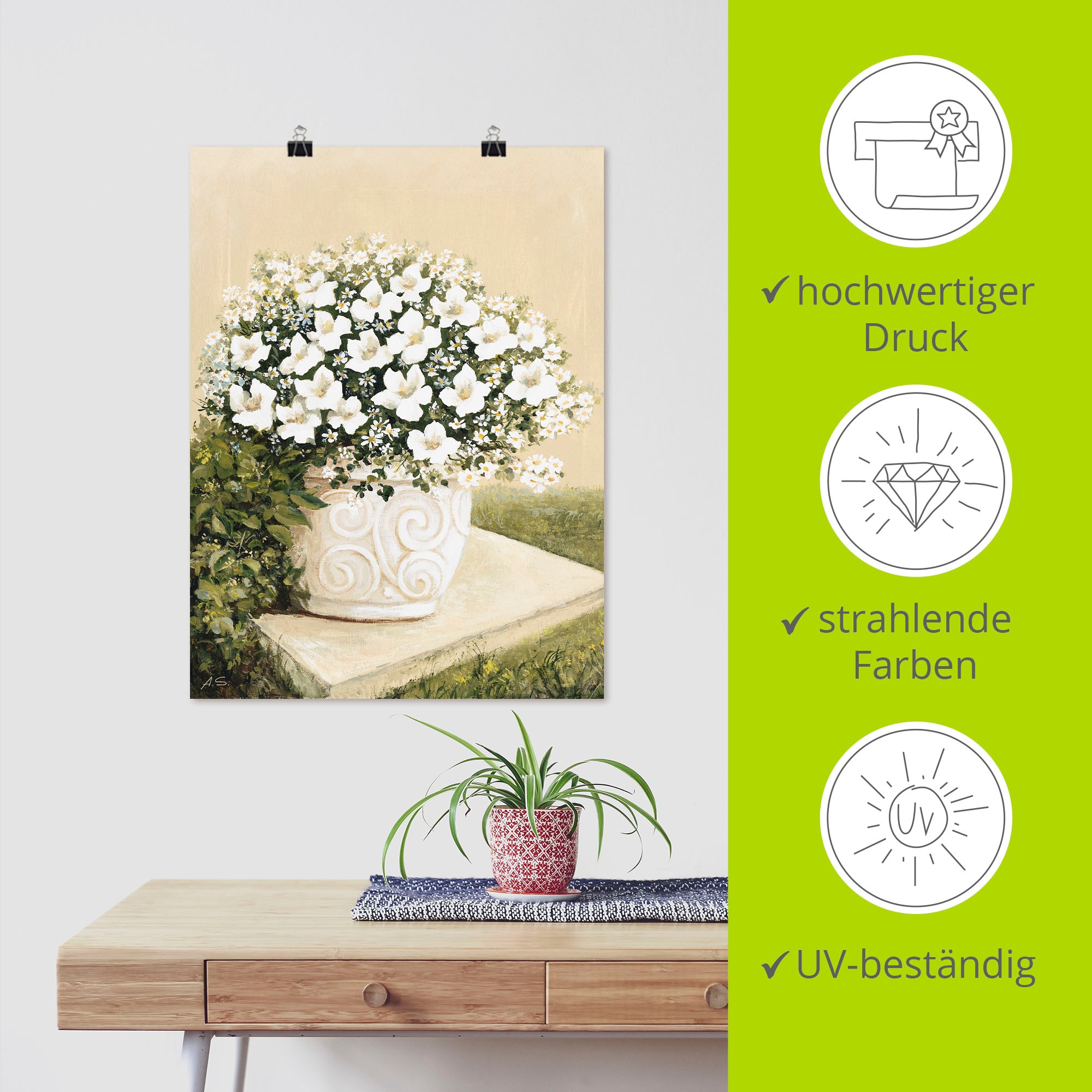 Artland Wandbild »Blumentopf I«, Blumen, (1 St.), als Alubild, Outdoorbild, Leinwandbild, Poster in verschied. Größen