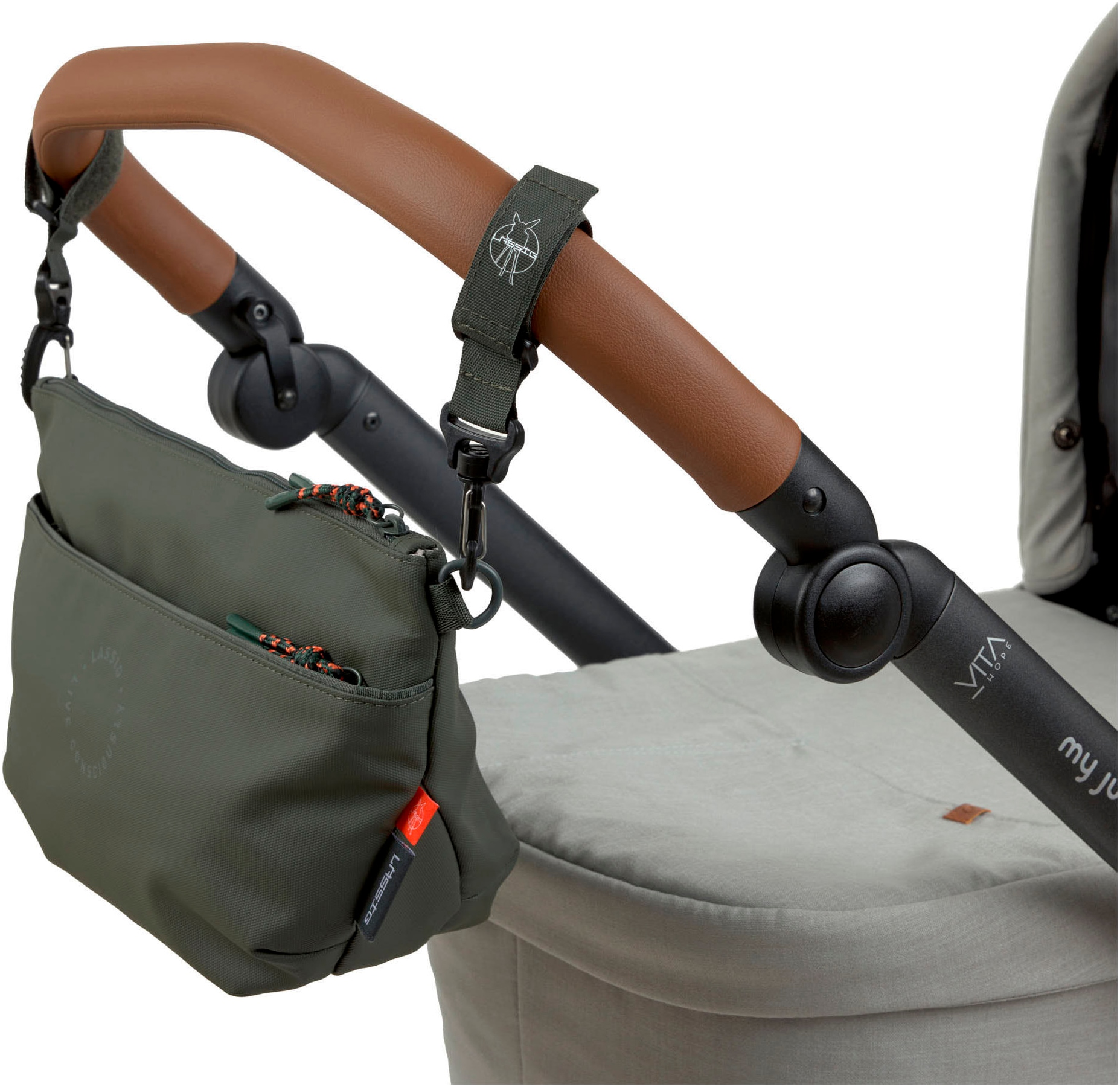 LÄSSIG Kinderwagen-Tasche »Green Label, Buggy Bum Bag, dark olive«, mit Kinderwagenbefestigung