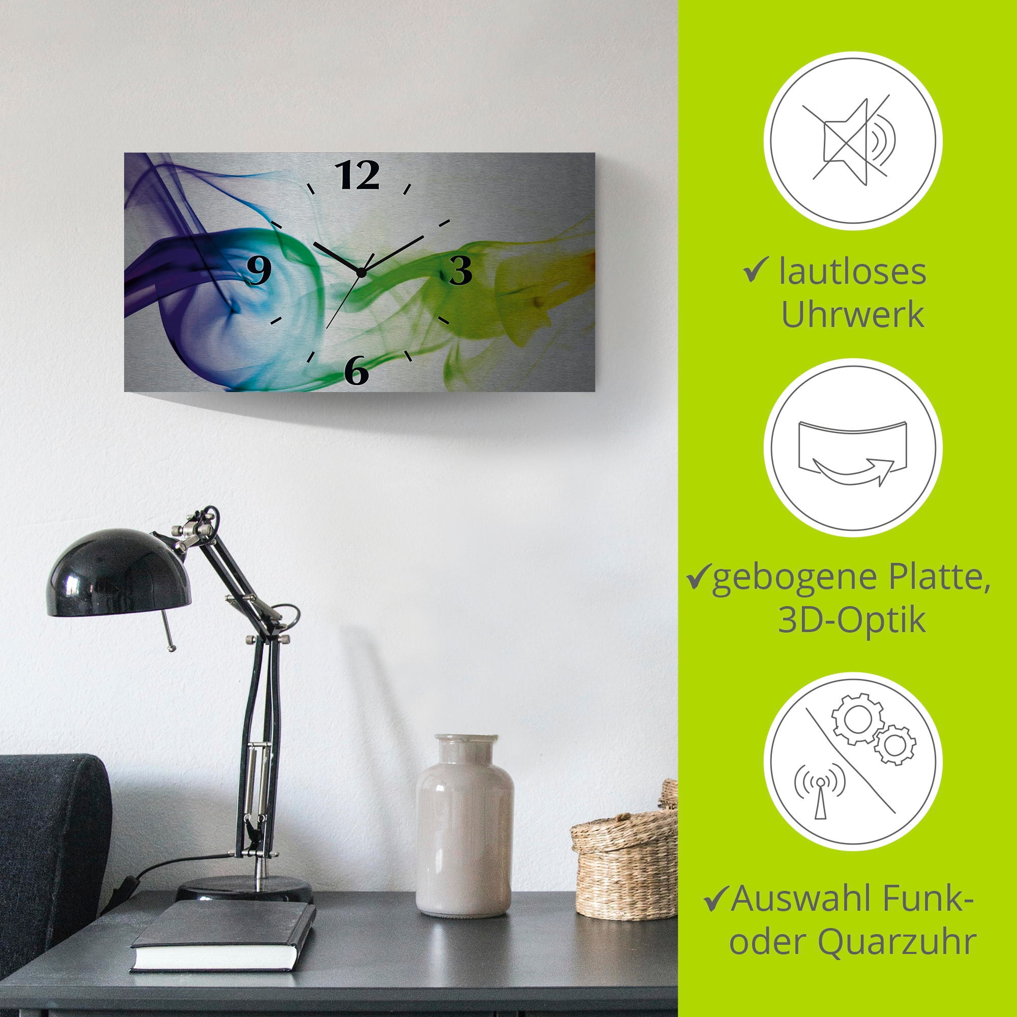 Artland Wanduhr »Rauch - Abstrakt« 3D Optik gebogen, mit Quarz- oder Funkuhrwerk, versch. Größen