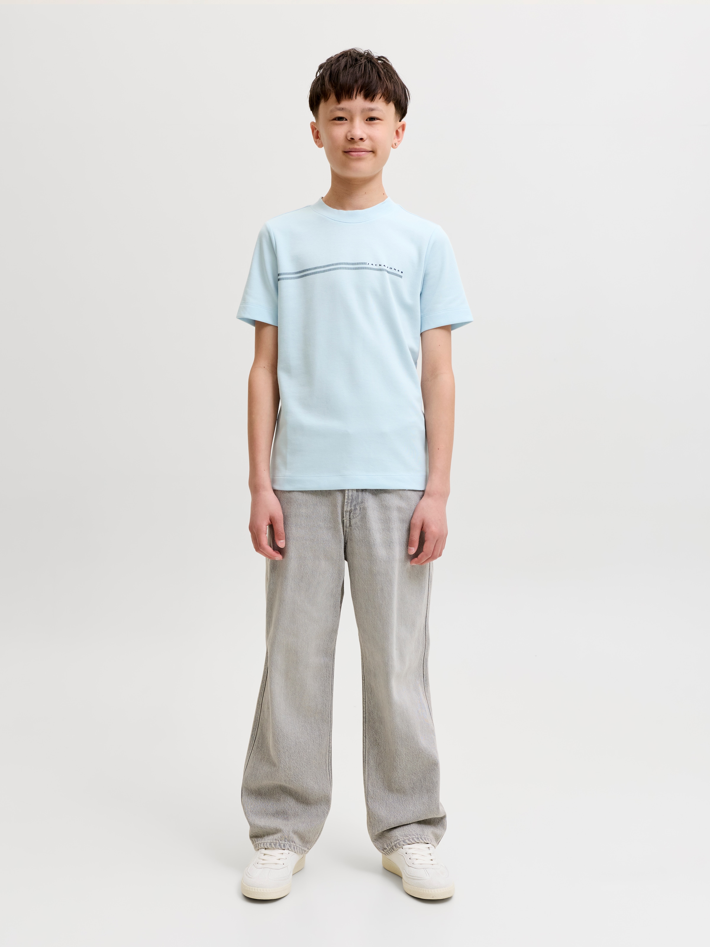 Jack & Jones Junior T-Shirt »JCOFUSION CHEST BRAND TEE SS CN JNR« Materialmix, regular Fit, Kurzarm