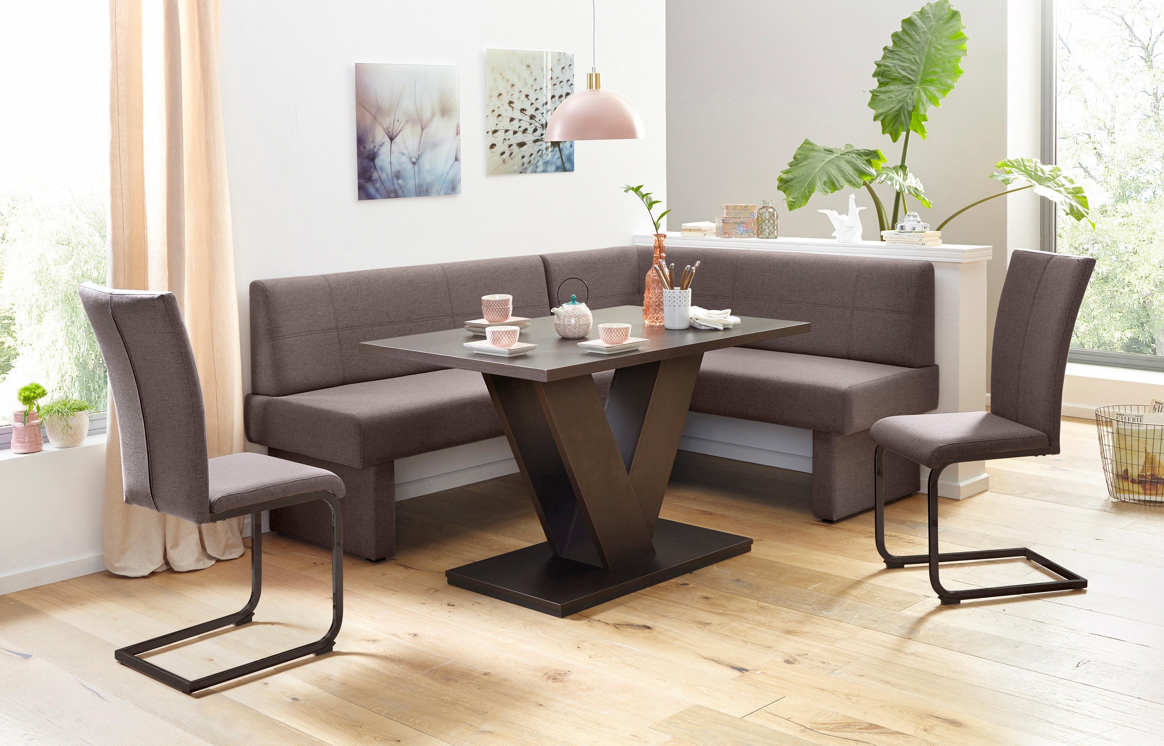 Home affaire Freischwinger »Nils«, (Set), 2 St., Microfaser-Feinstruktur, Stuhl belastbar bis 120 Kg, Gestell Metall im Chrom-Look oder Schwarz