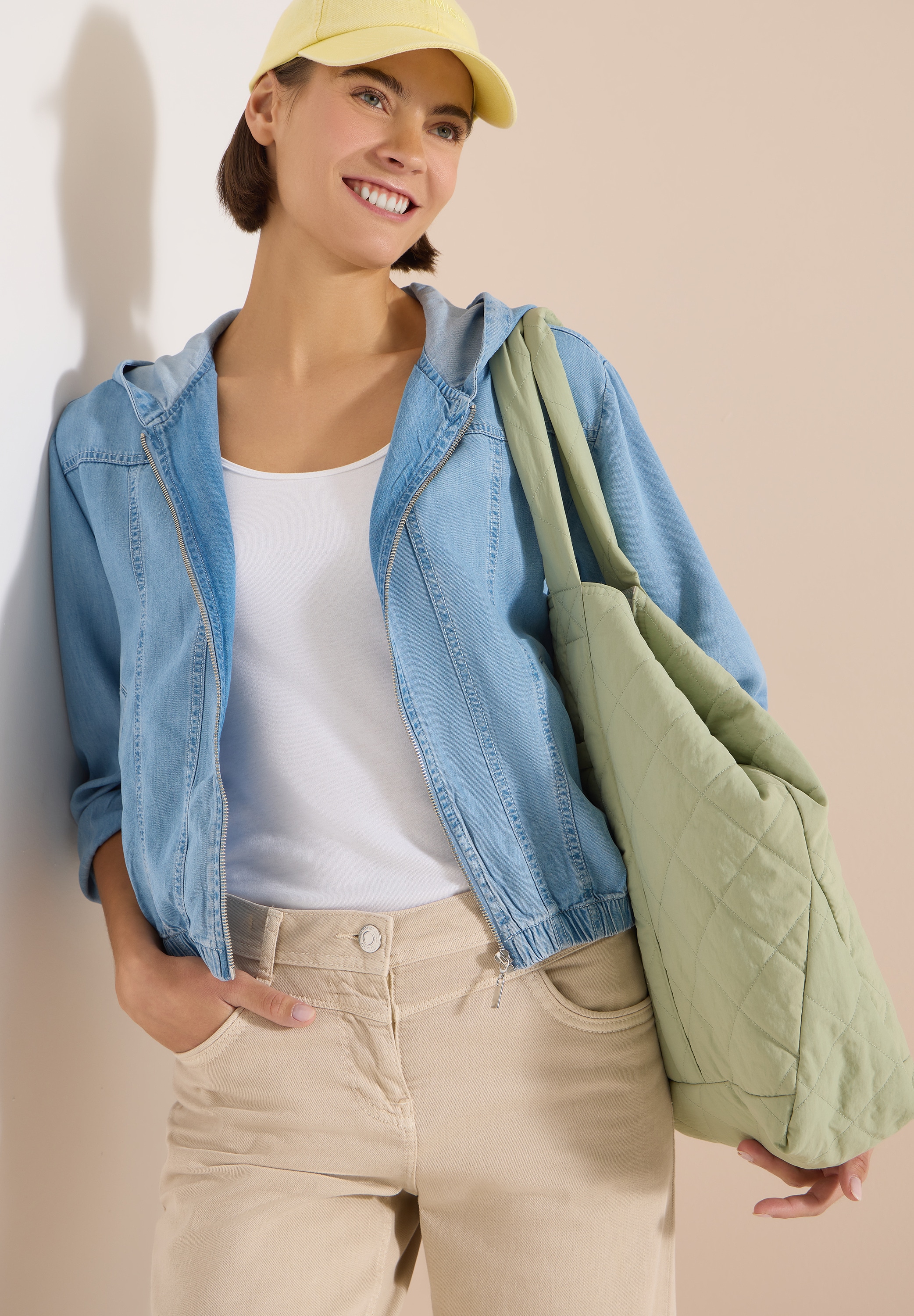 Cecil Blouson mit Kapuze im Denim-Look mit Zipper