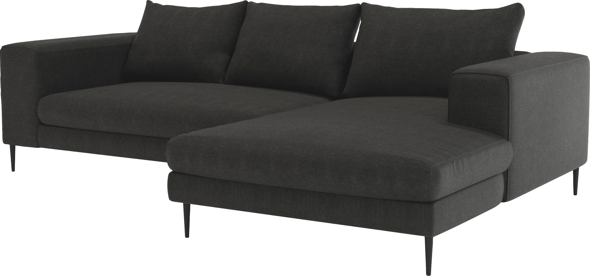 INOSIGN Ecksofa »Aurora, L-Form, mit extra breiter Recamiere, 324 x 170 cm (BxT)«, Designsofa mit tollem Sitzkomfort, extra hohe Metallfüße schwarz