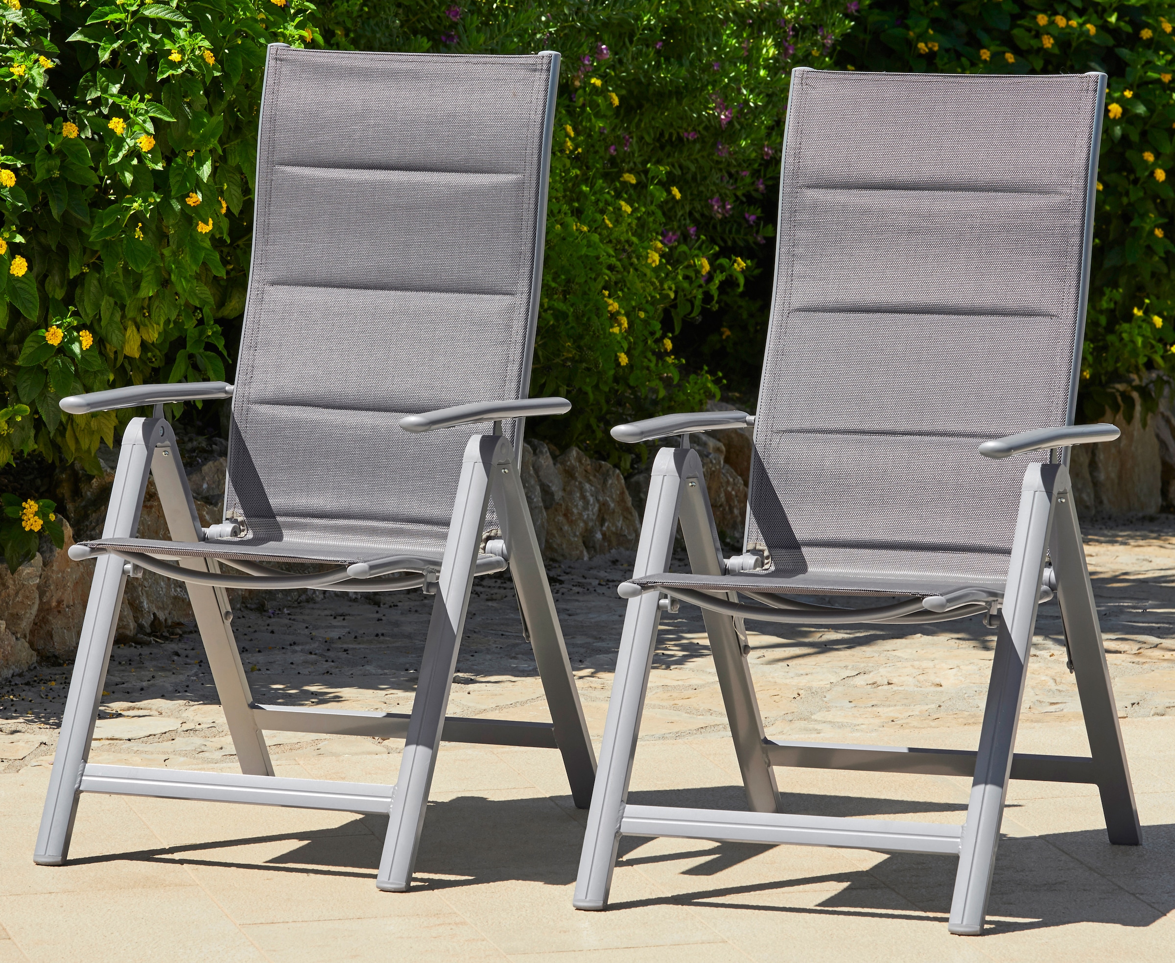 MERXX Gartenstuhl »Taviano, TOPSELLER!« (Set) 2 Stk. 2er Set, Alu/Textil, v günstig online kaufen