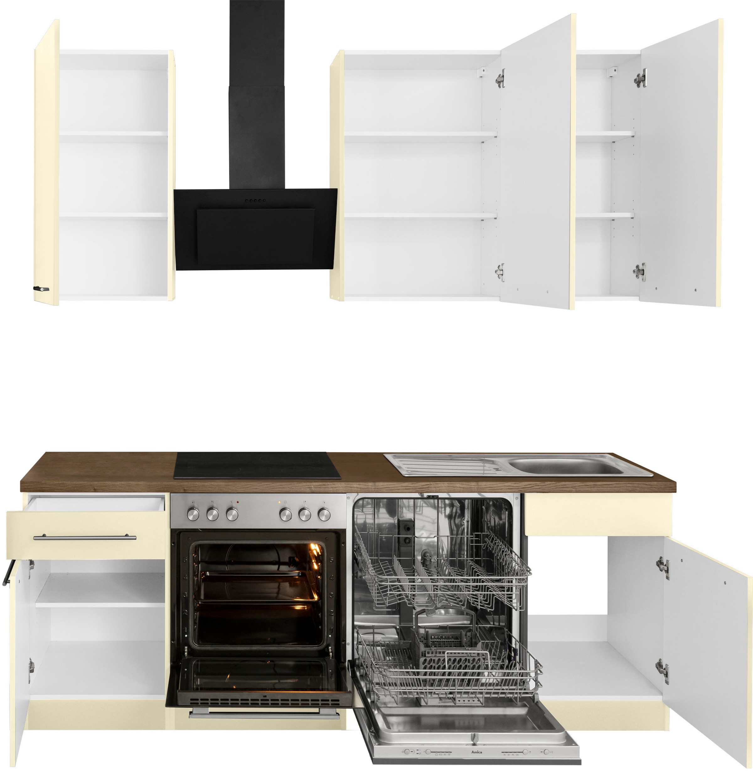 wiho Küchen Küchenzeile »Unna« mit E-Geräten, Breite 220 cm