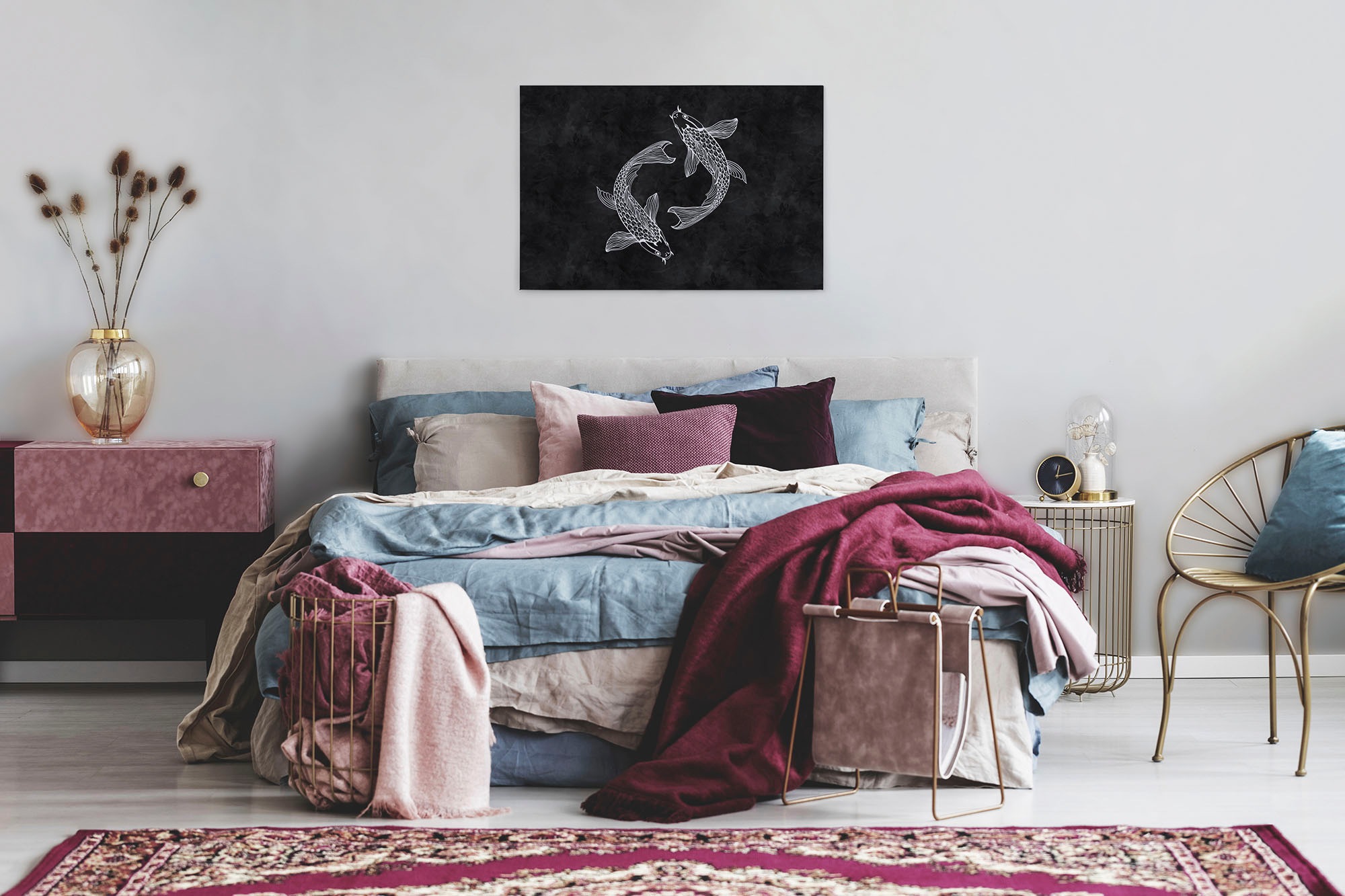 A.S. Création Leinwandbild »blackboard 5«, Kunst-Gemälde-Kinder, (1 St.), Schwarz-Weiß Fische Keilrahmen Tafel Leinwand-Bild Wohnzimmer modern