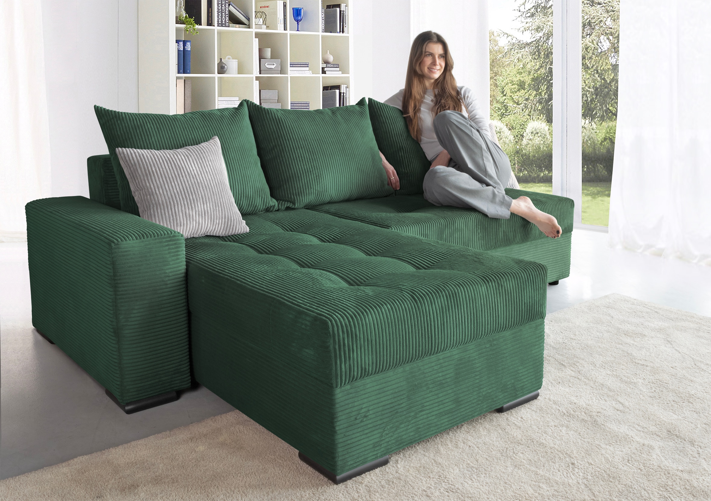 COLLECTION AB Ecksofa »Josy L-Form, B: 214 cm in Cord, Cord-Mix« mit Bettfu günstig online kaufen