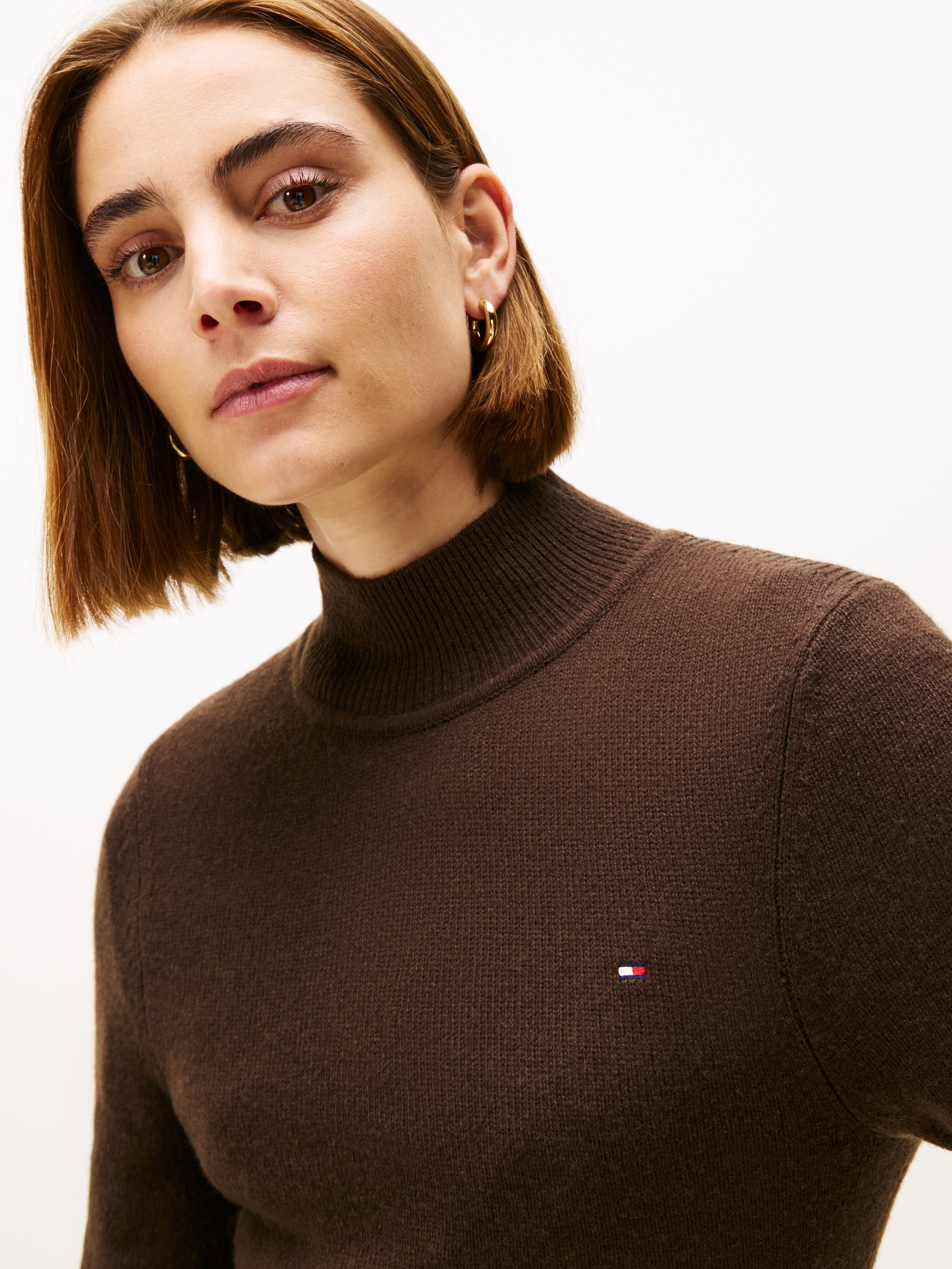 Tommy Hilfiger Strickkleid »SOFT WOOL LS MOCK-NK SWT DRESS« aus reiner Wolle