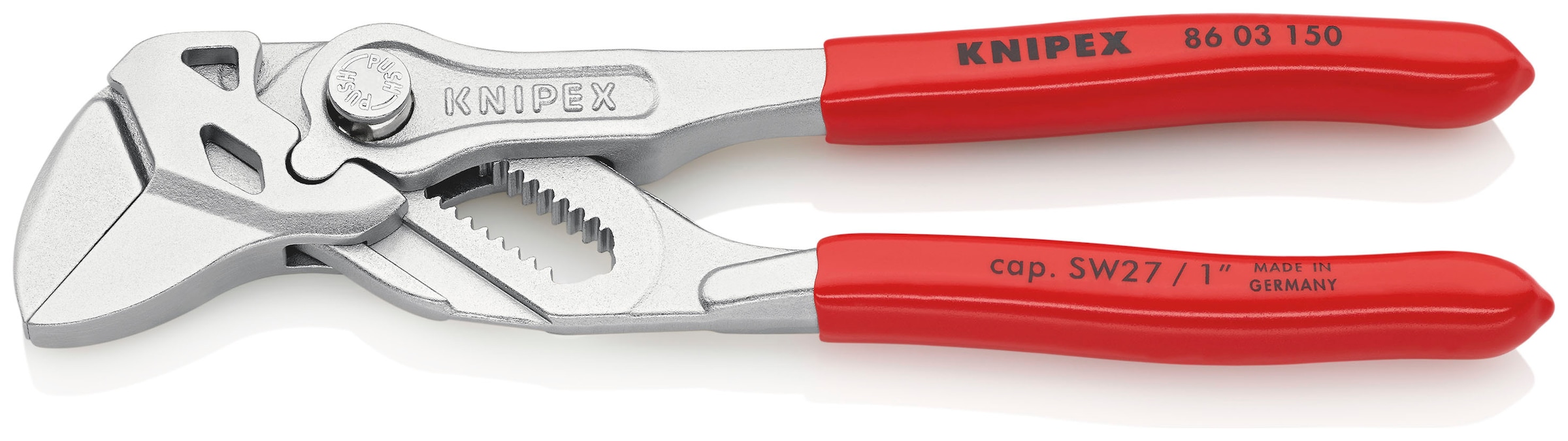 Knipex Zangenschlüssel »86 03 150 Zange und Schraubenschlüssel in einem Werkzeug«, (1 tlg.), verchromt, mit Kunststoff überzogen 150 mm