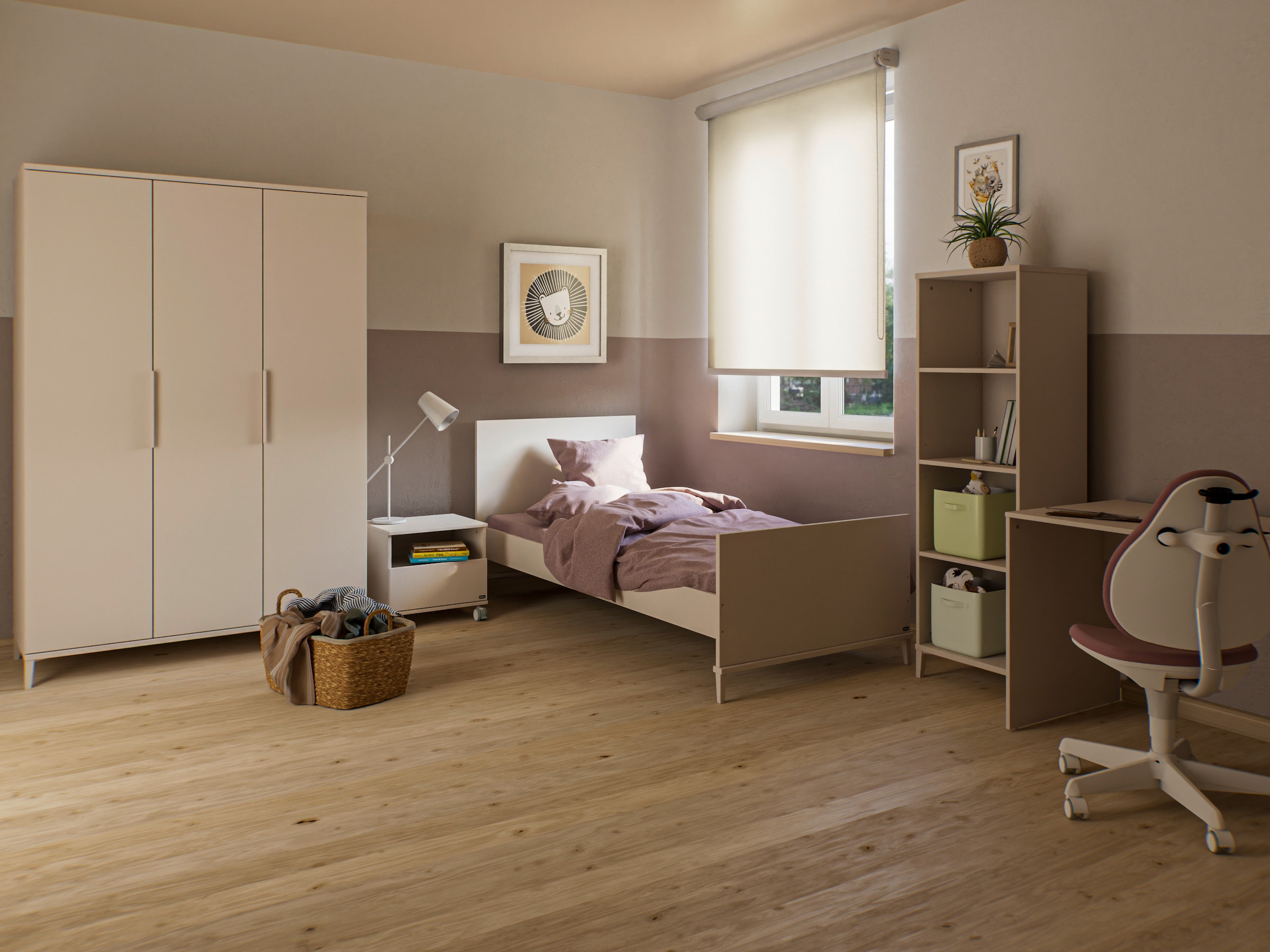 YUNY by PAIDI Nachtkommode »SISTER LOU mit Ablagefach und Schublade«, feststellbarer Rollcontainer, Beige, Soft-Close