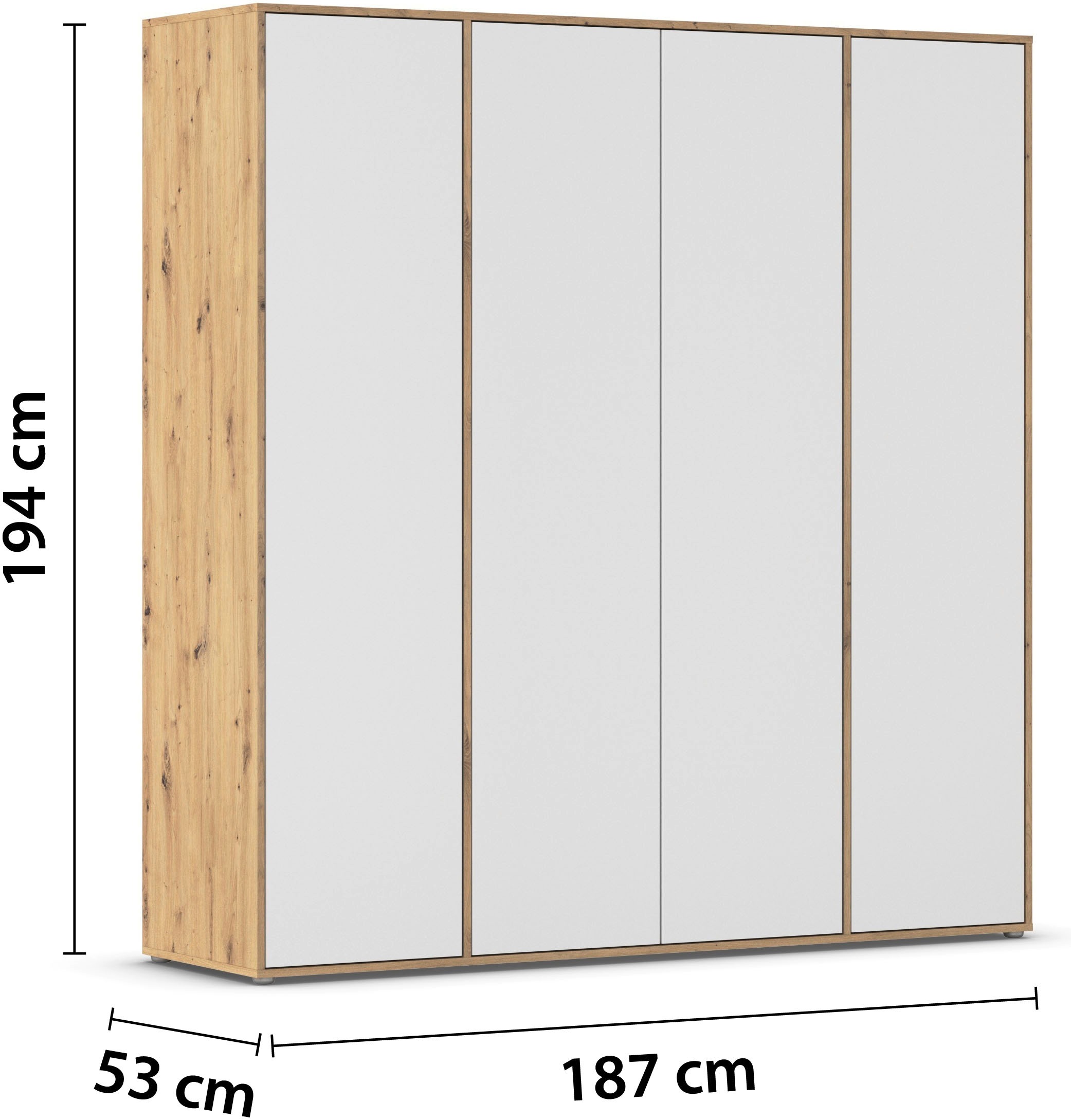 rauch Drehtürenschrank »Kleiderschrank Schrank Garderobe Wäscheschrank NABILA viel Stauraum«, (in 3 verschiedenen Ausstattungen BASIC/CLASSIC/PREMIUM), in 2 Breiten mit Push-to-Open Funktion TOPSELLER MADE IN GERMANY