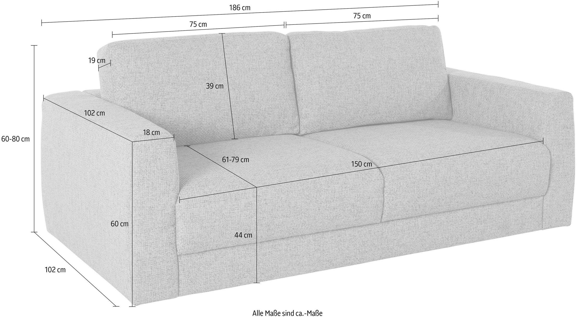 Home affaire 2-Sitzer »Hobro« in 3 Bezugsqualitäten in vielen Farben, Desig günstig online kaufen