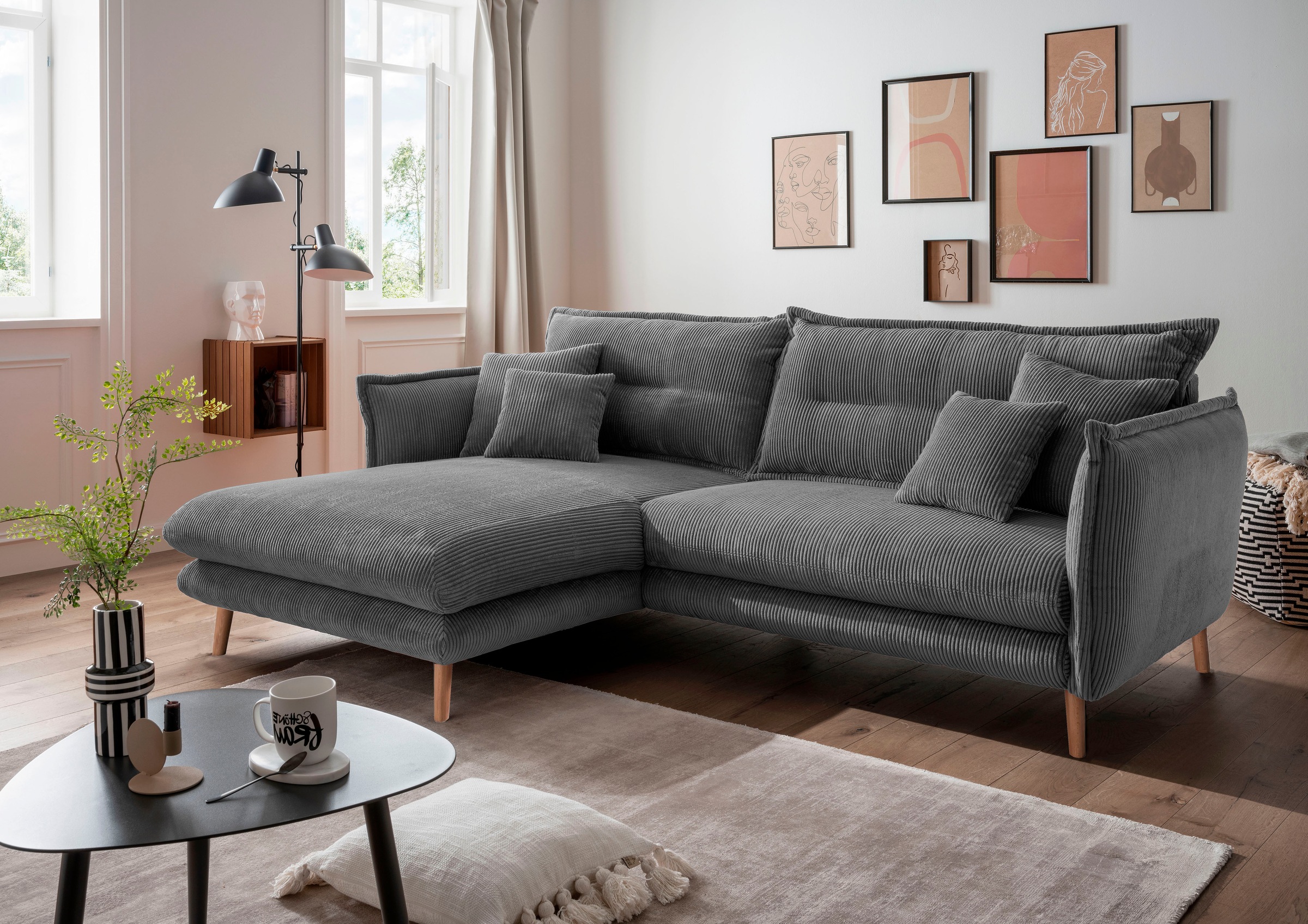 INOSIGN Ecksofa »Lazio modern und bequem, schmale Armlehnen, tolle Detailve günstig online kaufen
