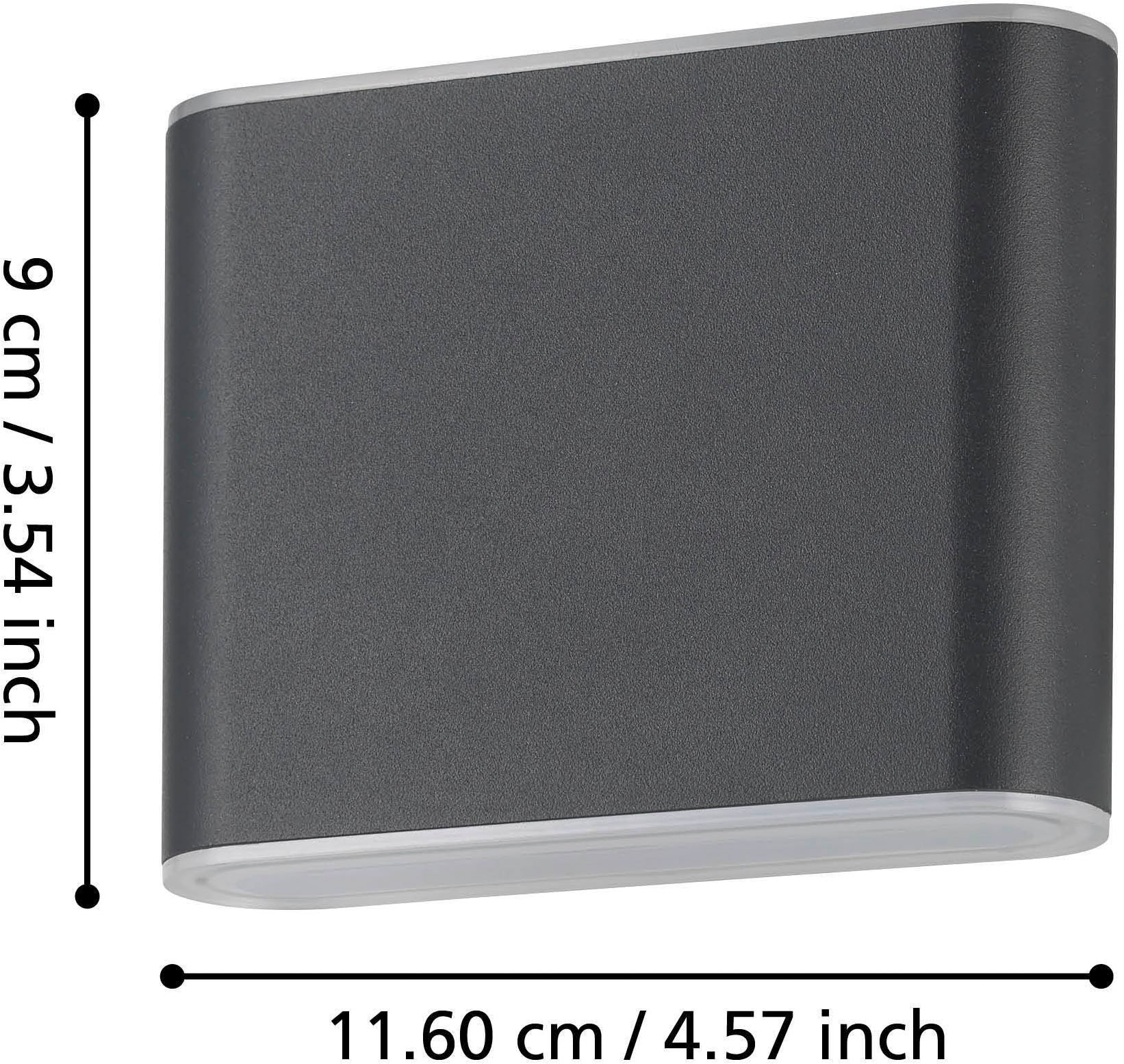 EGLO Wandleuchte »Grutti Wandlampe, Außenlampe, Wand Außenbeleuchtung, Aluminium, IP65« LED-Modul 1 Stk. Kaltweiß | Neutralweiß | Warmweiß Wand-/Deckenleuchte - L11,5 x H9 x AL5 cm - anthrazit - 2X2,9W inkl.